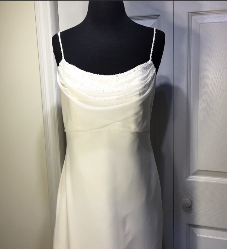 Size 10 Wedding Satin White Dress With Train on Queenly
