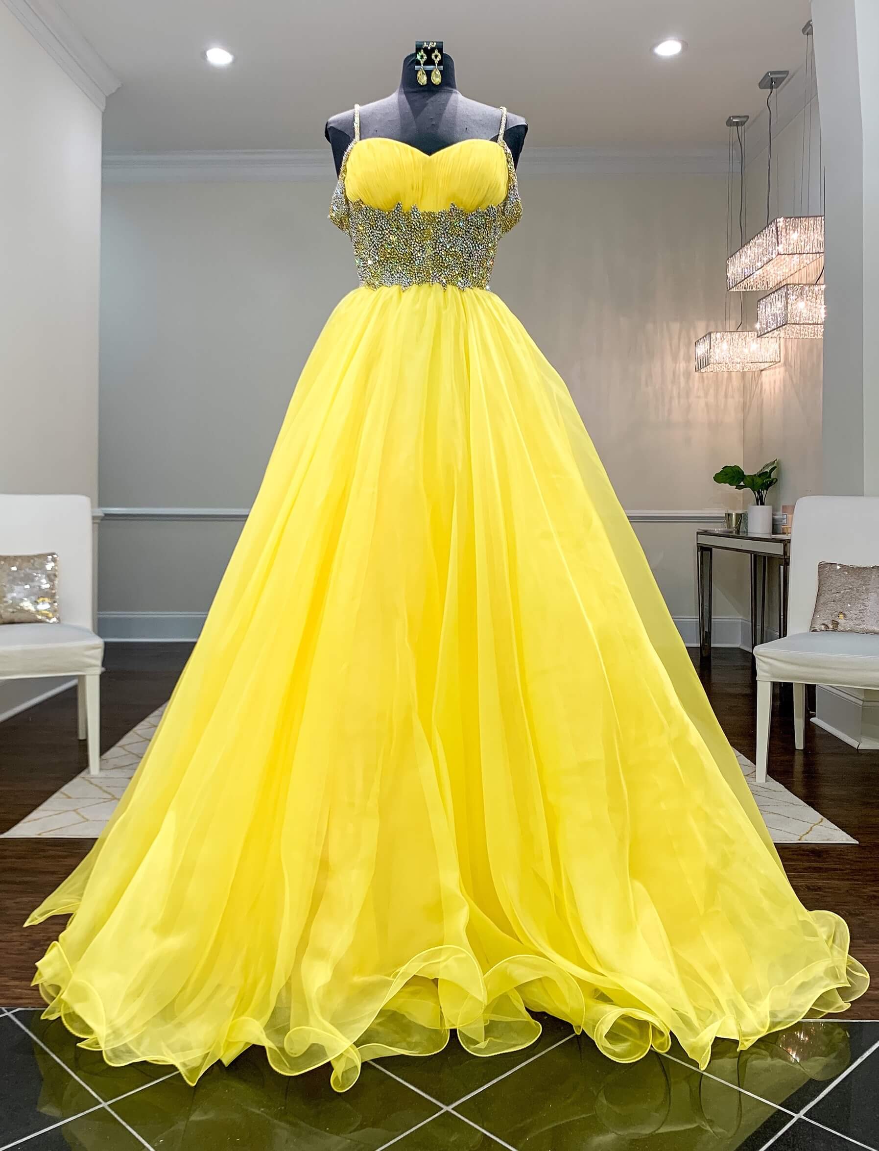 sherri hill yellow ball gown