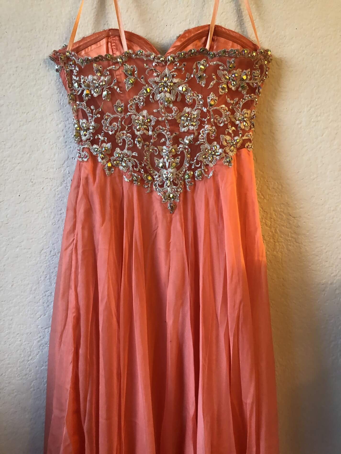 Size 8 Sheer Coral Floor Length Maxi on Queenly