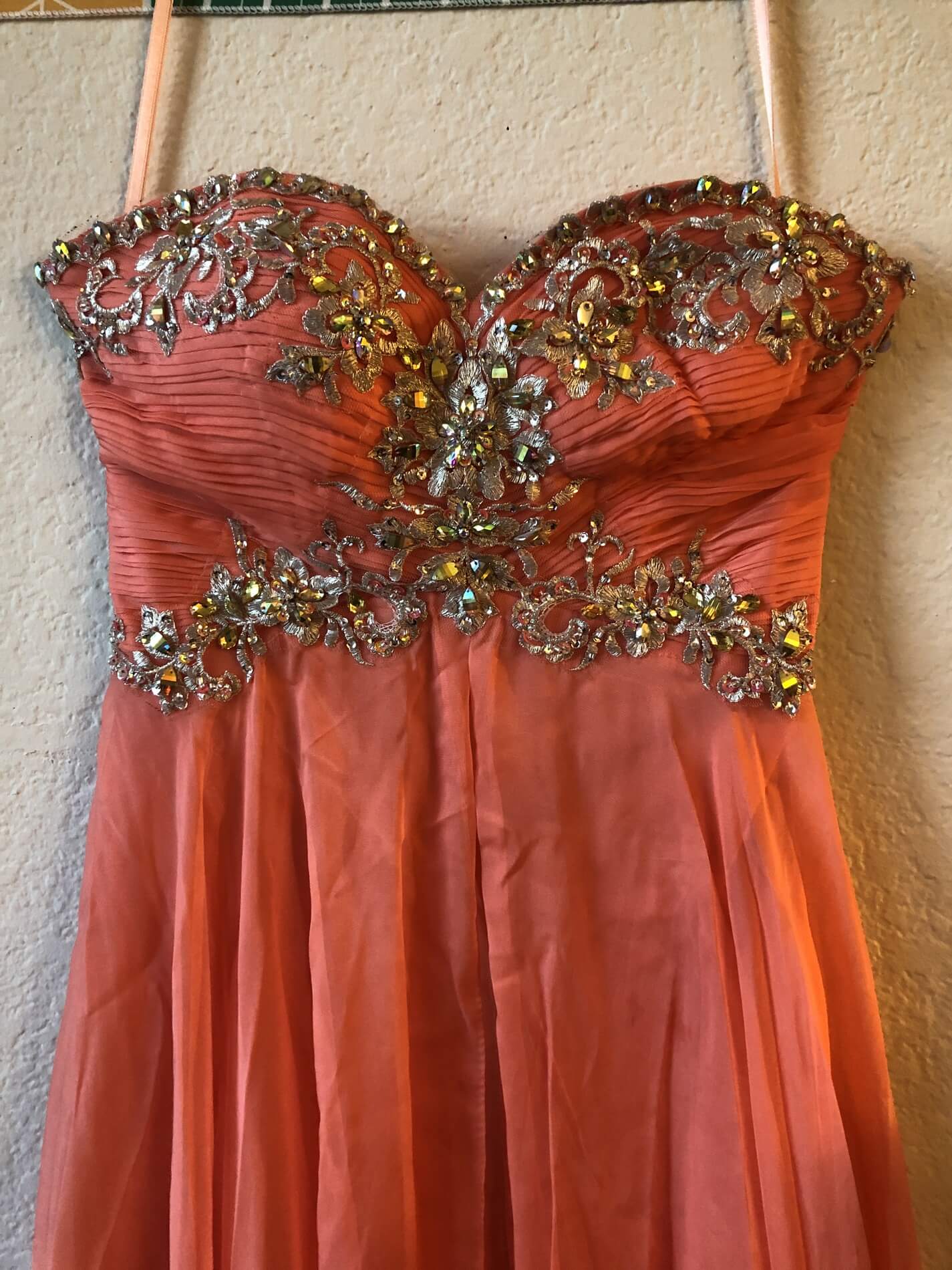 Size 8 Sheer Coral Floor Length Maxi on Queenly