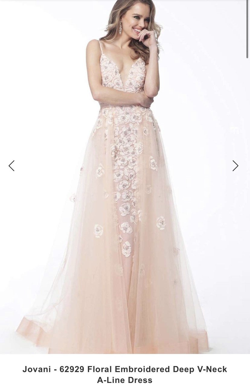 Jovani Pink Size 8 V Neck Tulle A-line Dress on Queenly