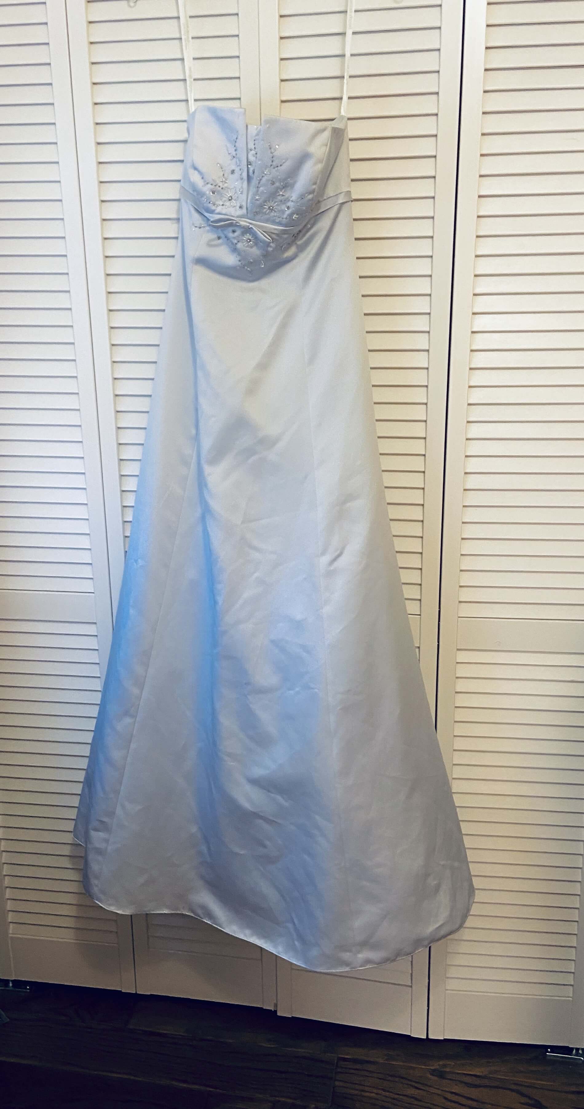 Size 4 Strapless Light Blue A-line Dress on Queenly