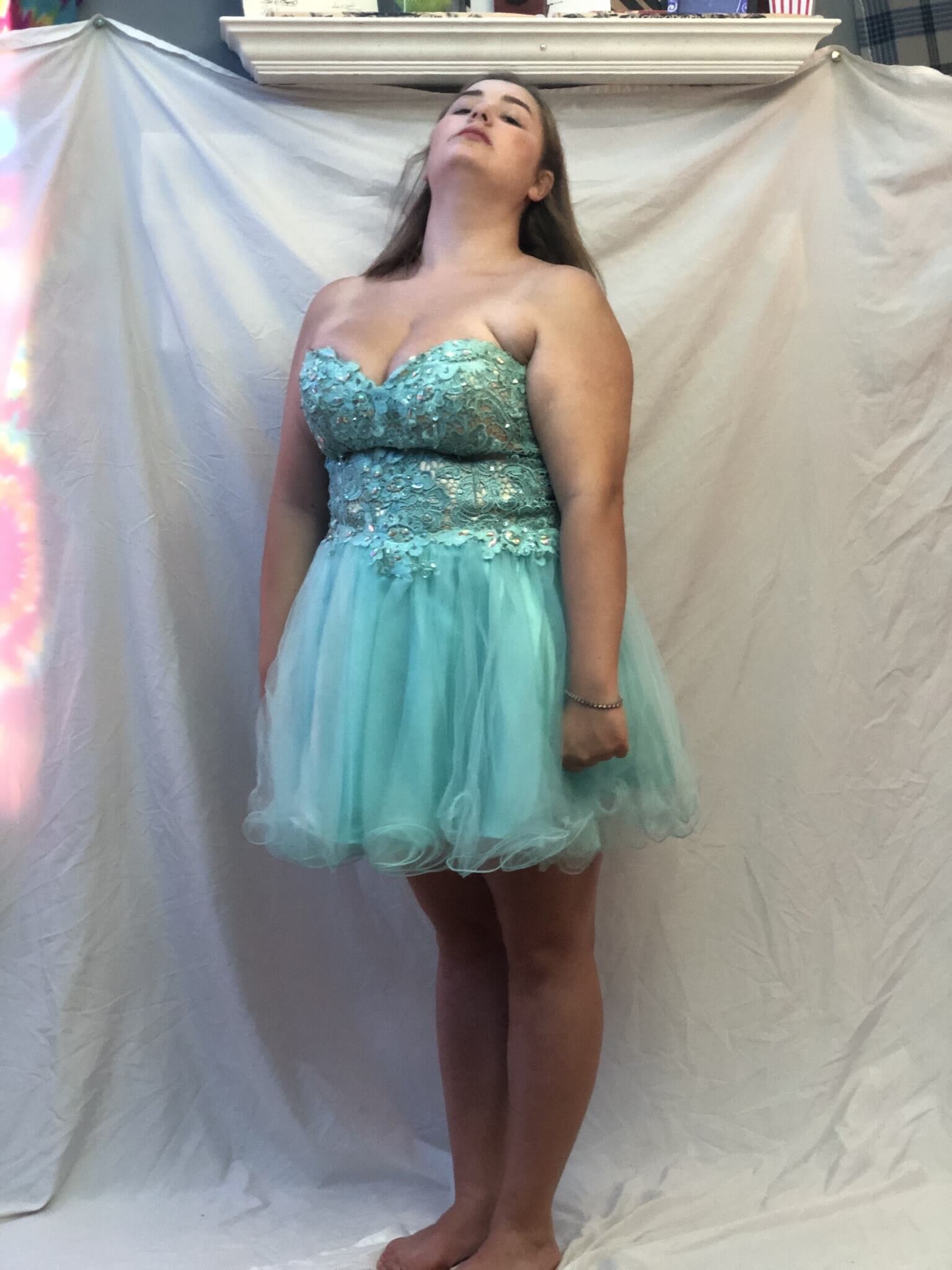 Plus Size 18 Homecoming Strapless Light Blue A-line Dress on Queenly