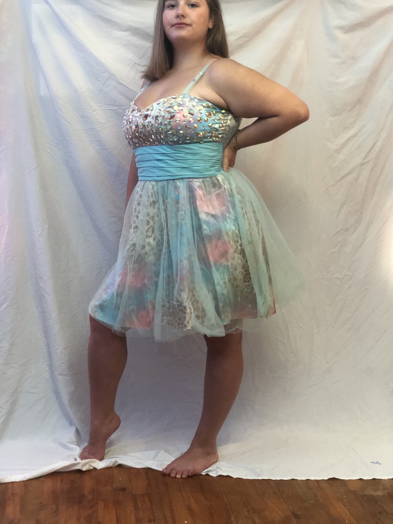 Plus Size 18 Homecoming Light Blue A-line Dress on Queenly