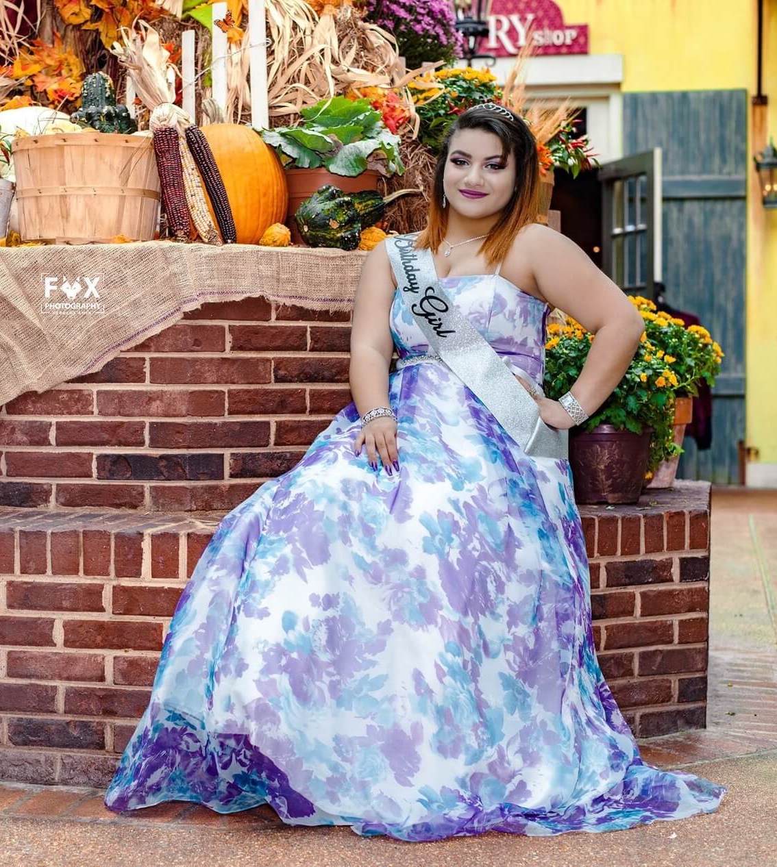 Size 12 Prom Floral Multicolor Ball Gown on Queenly