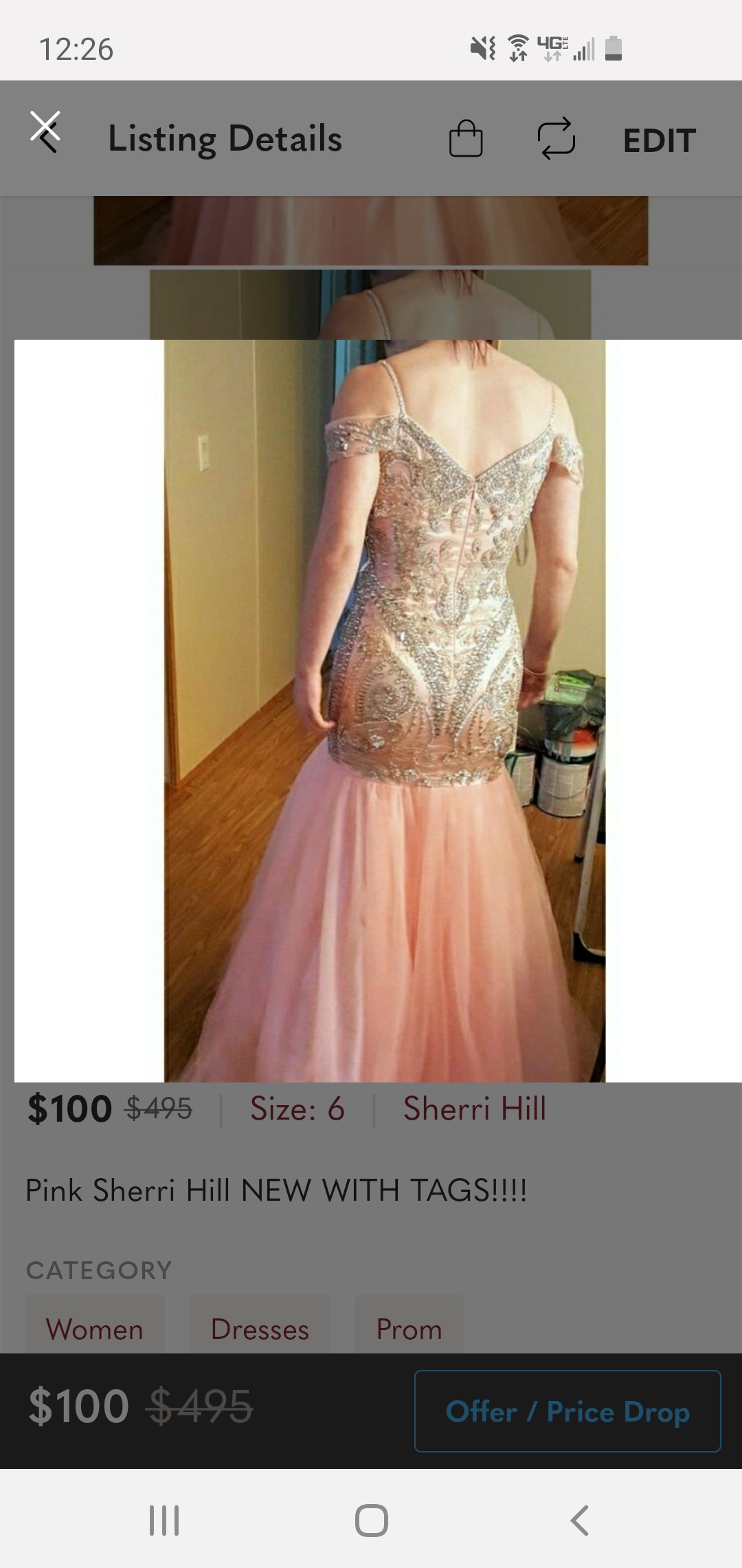 Sherri Hill Size 6 Prom Cap Sleeve Sequined Rose Gold Mermaid Dress on Queenly