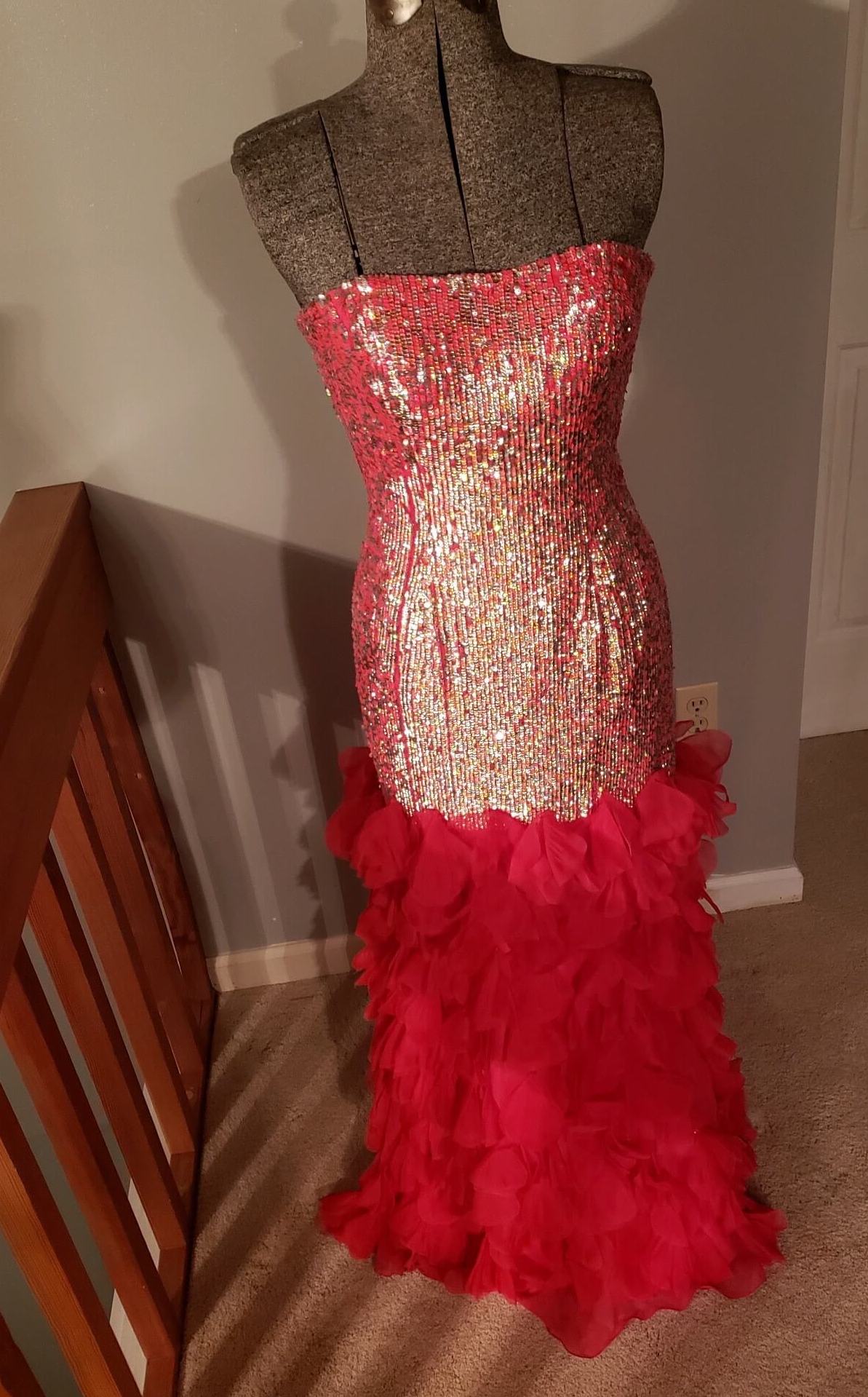 Size 4 Prom Strapless Coral Mermaid Dress on Queenly