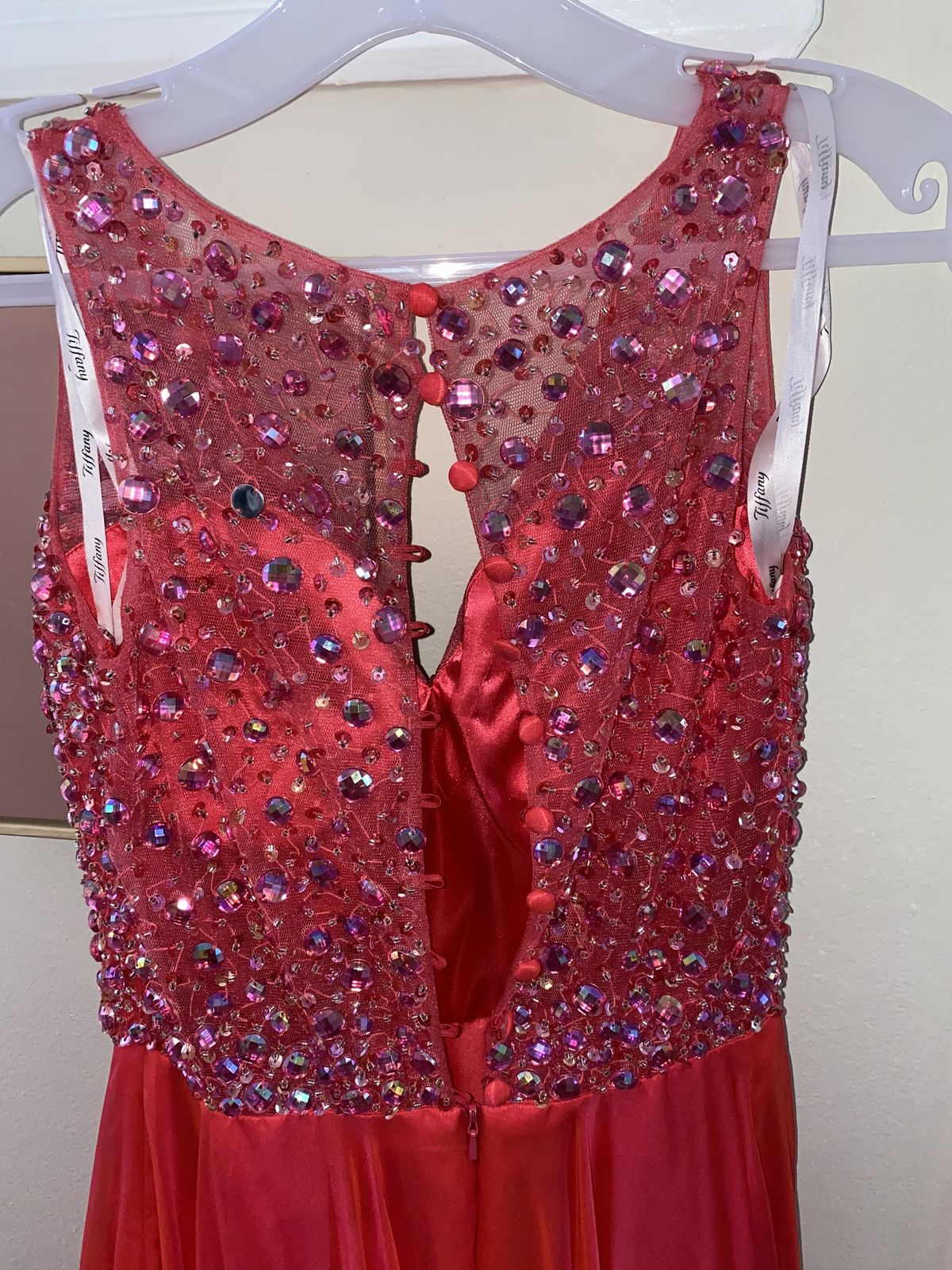 Size 4 Prom Plunge Sequined Pink Floor Length Maxi on Queenly