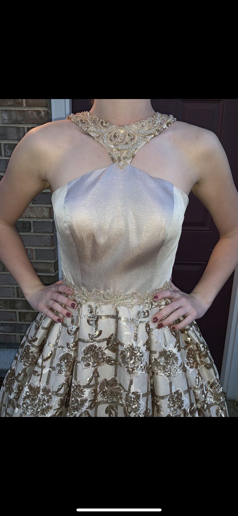 Size 6 Prom Satin Gold Ball Gown on Queenly