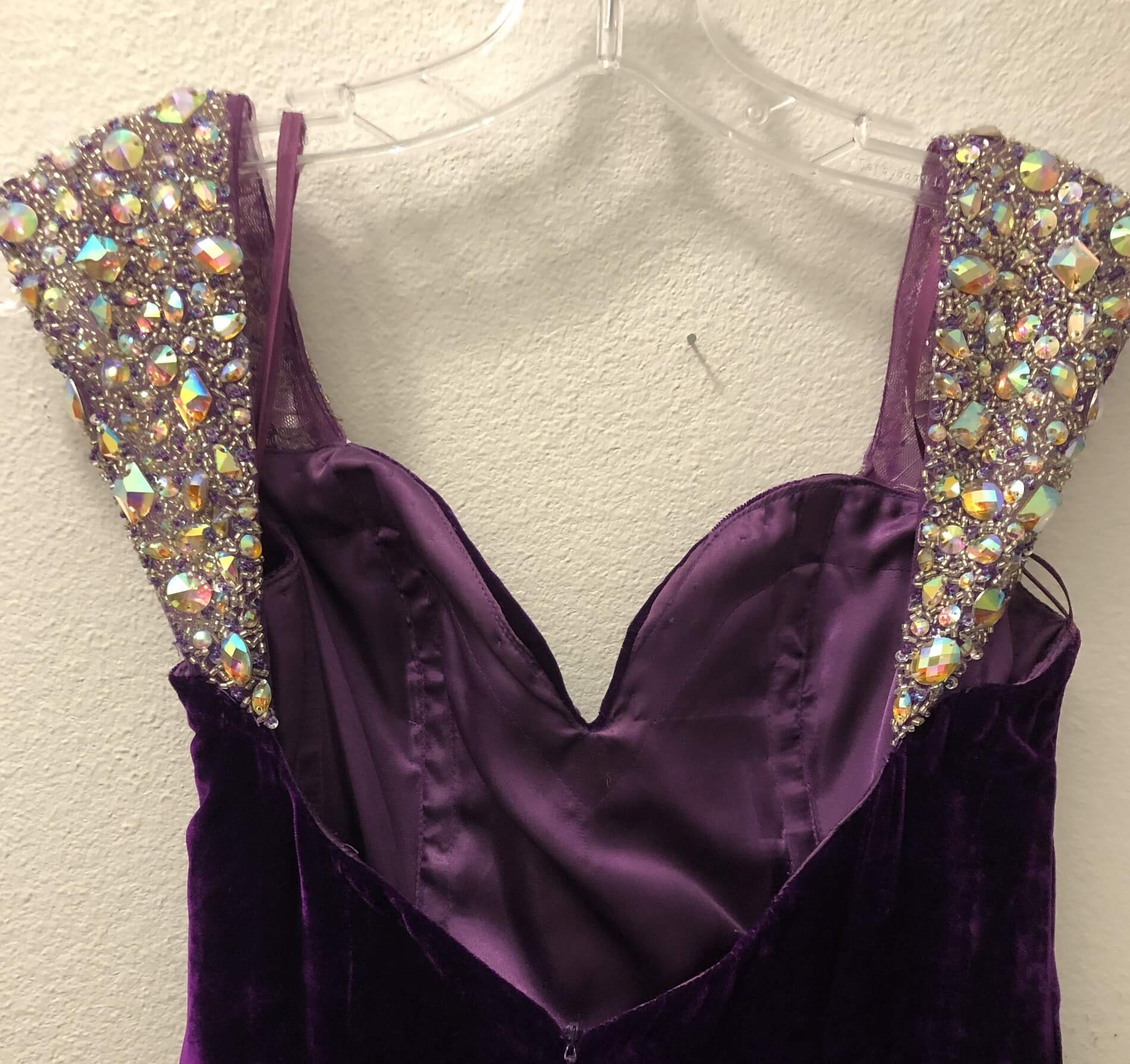 Johnathan Kayne Size 8 Velvet Purple Mermaid Dress