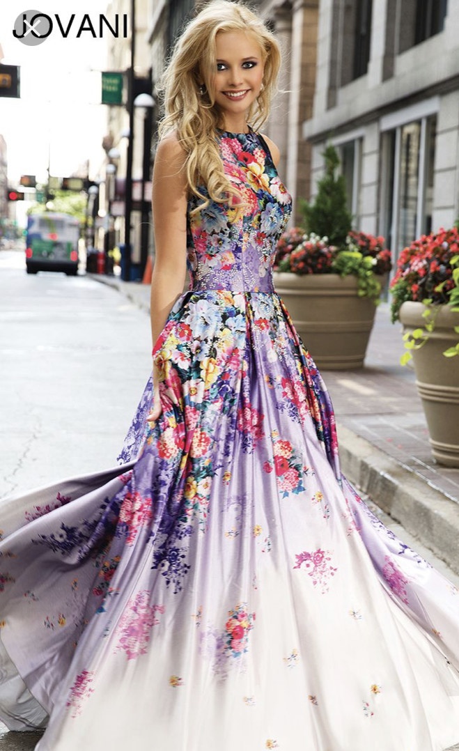 Jovani Size 4 Prom Floral Multicolor Ball Gown on Queenly