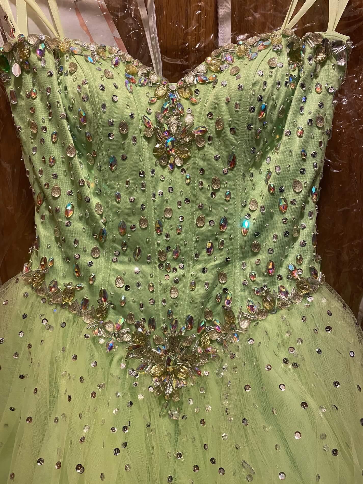 Paparazzi Size 8 Prom Strapless Sequined Lime Green Ball Gown on Queenly