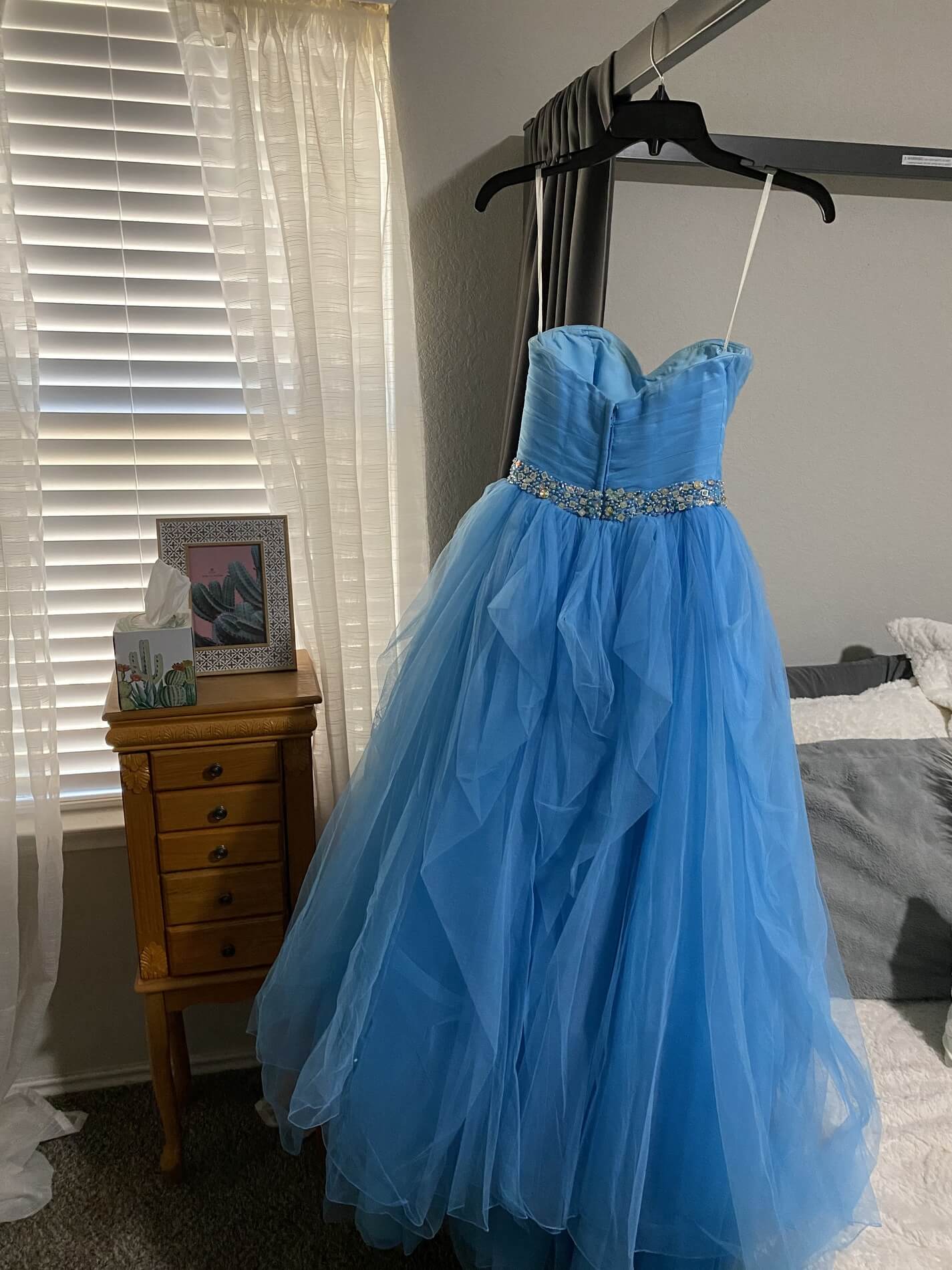 Alfred Angelo Size 2 Prom Strapless Blue Ball Gown on Queenly