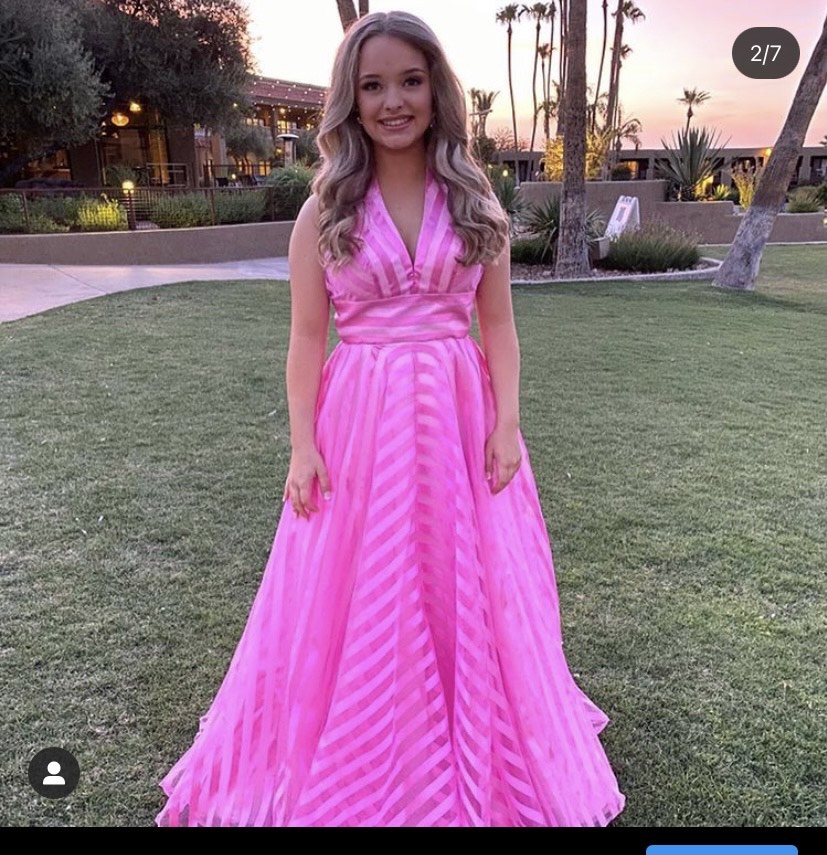 Sherri Hill Size 2 Prom Halter Hot Pink Dress With Train on Queenly