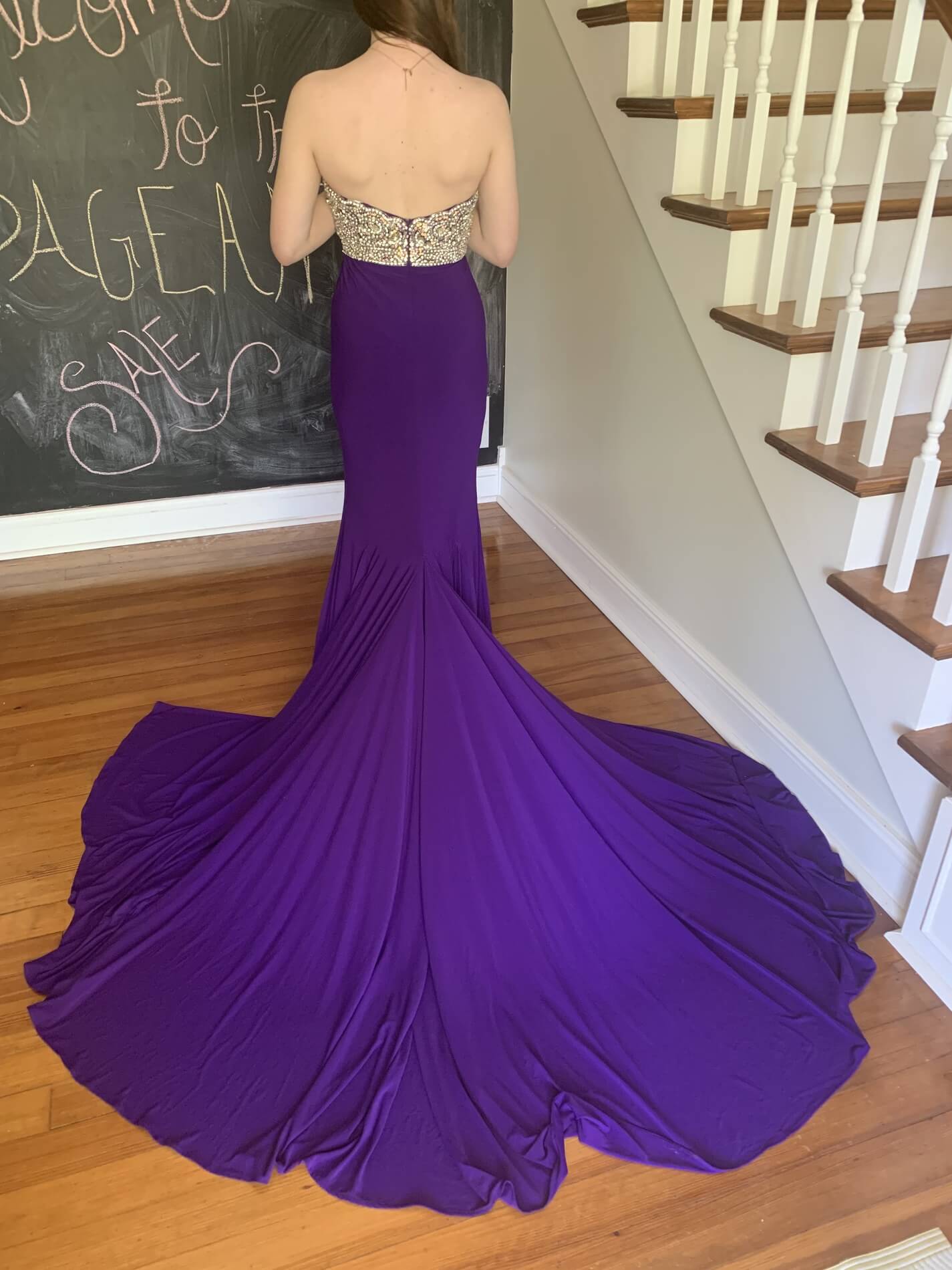 Mac Duggal Purple Size 4 Pageant Strapless Mermaid Dress on Queenly