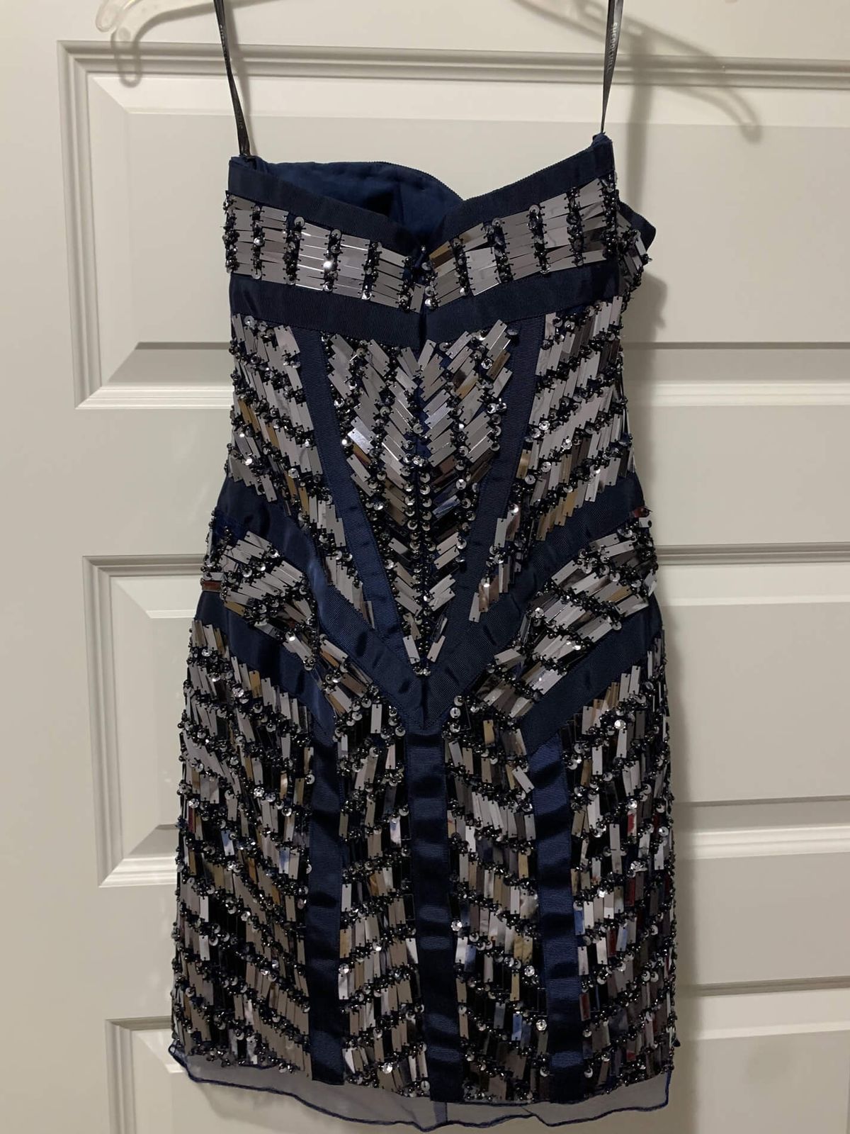 Sherri Hill Size 0 Homecoming Strapless Navy Blue Cocktail Dress on Queenly