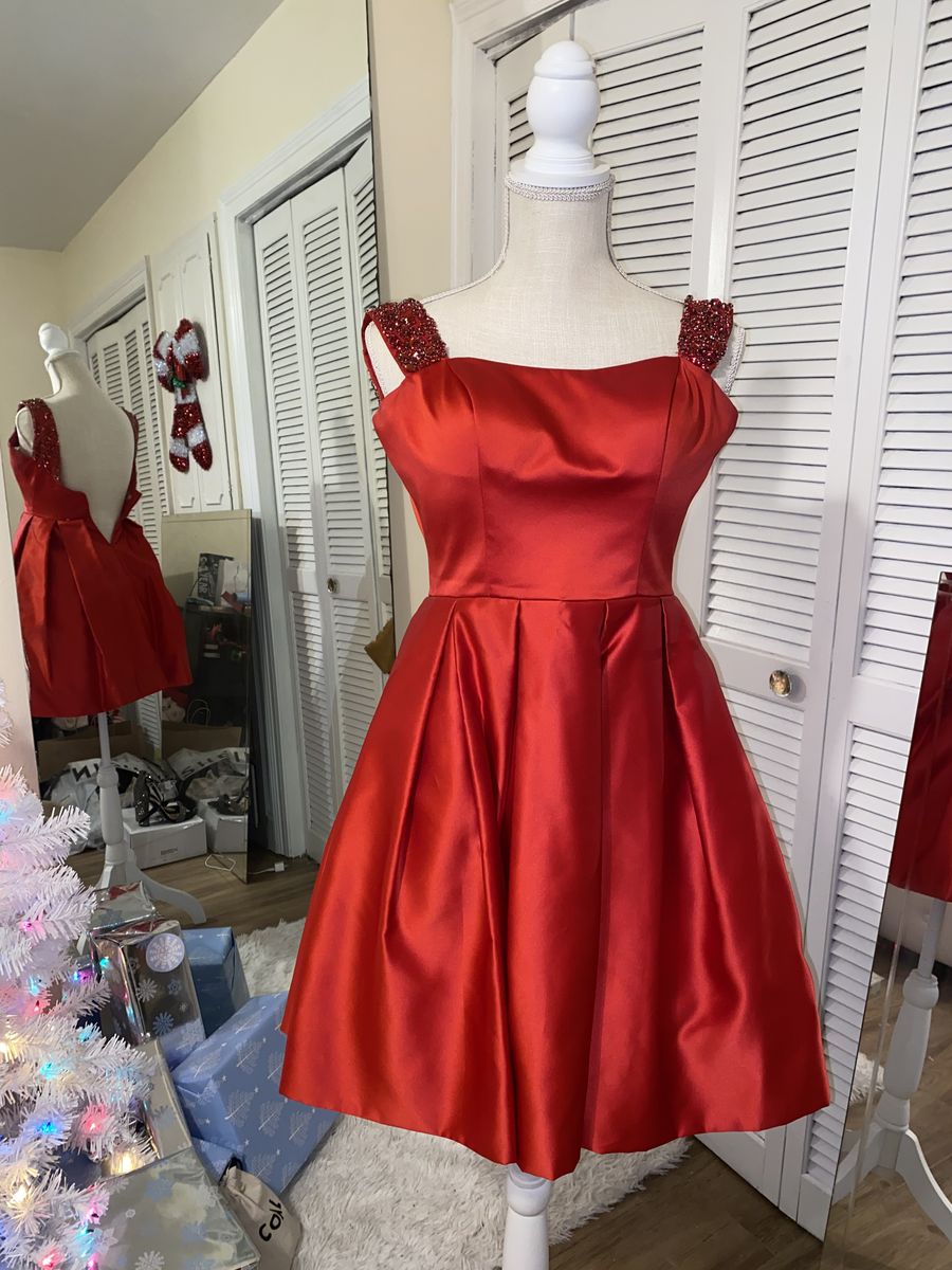 Sherri Hill Red Size 0 Homecoming Flare Wedding Guest Cocktail Dress on Queenly