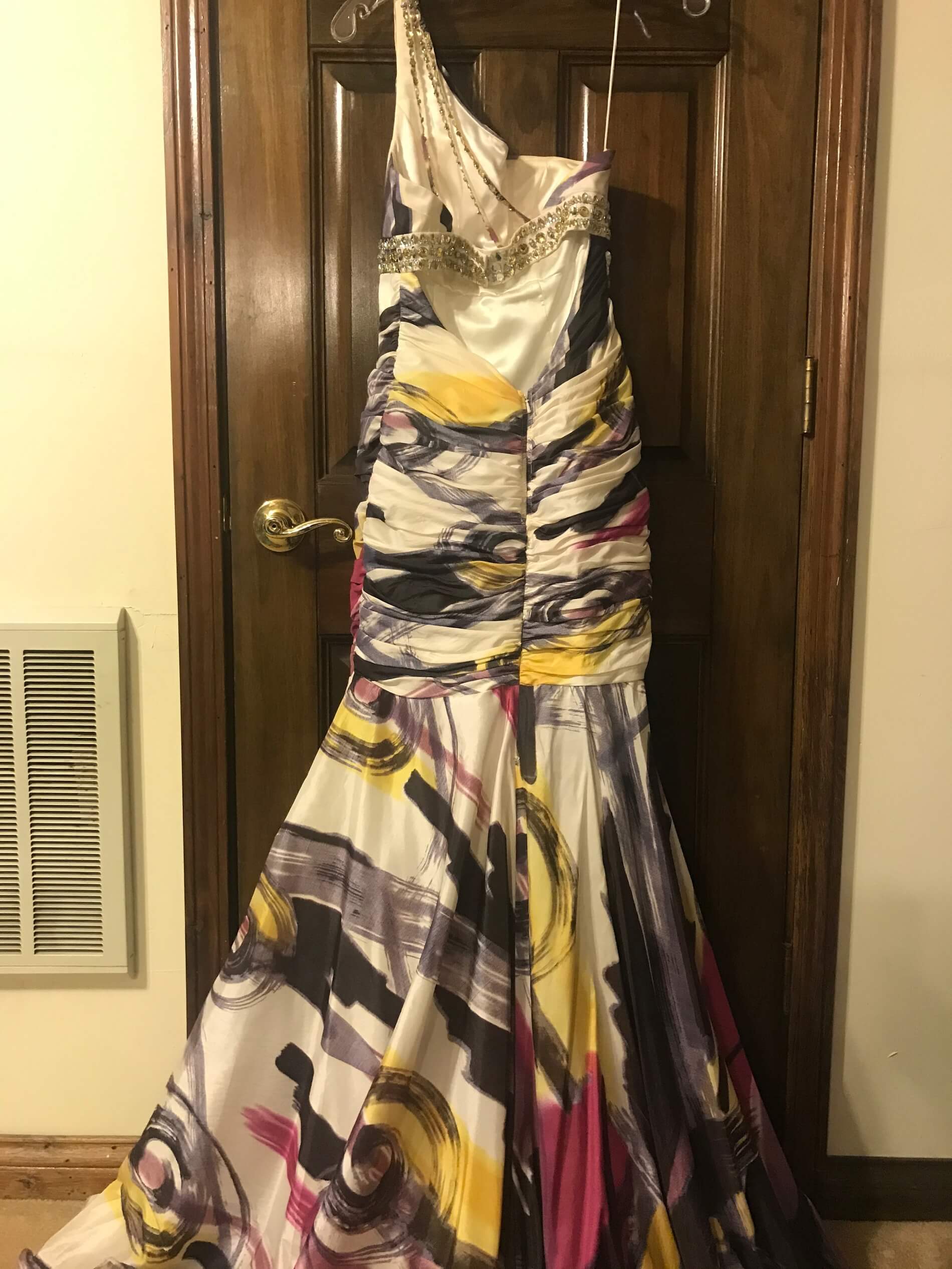 MoriLee Size 4 One Shoulder Multicolor Mermaid Dress on Queenly