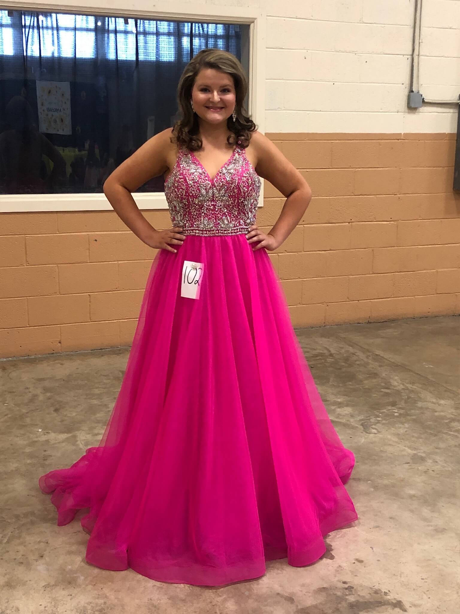 Tiffany Designs Size 14 Prom Hot Pink A-line Dress on Queenly