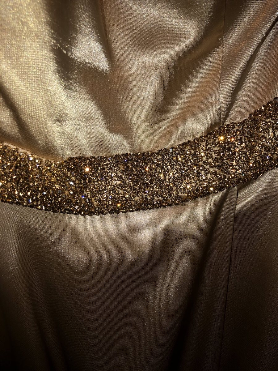 Size 4 Prom One Shoulder Satin Gold Side Slit Dress on Queenly