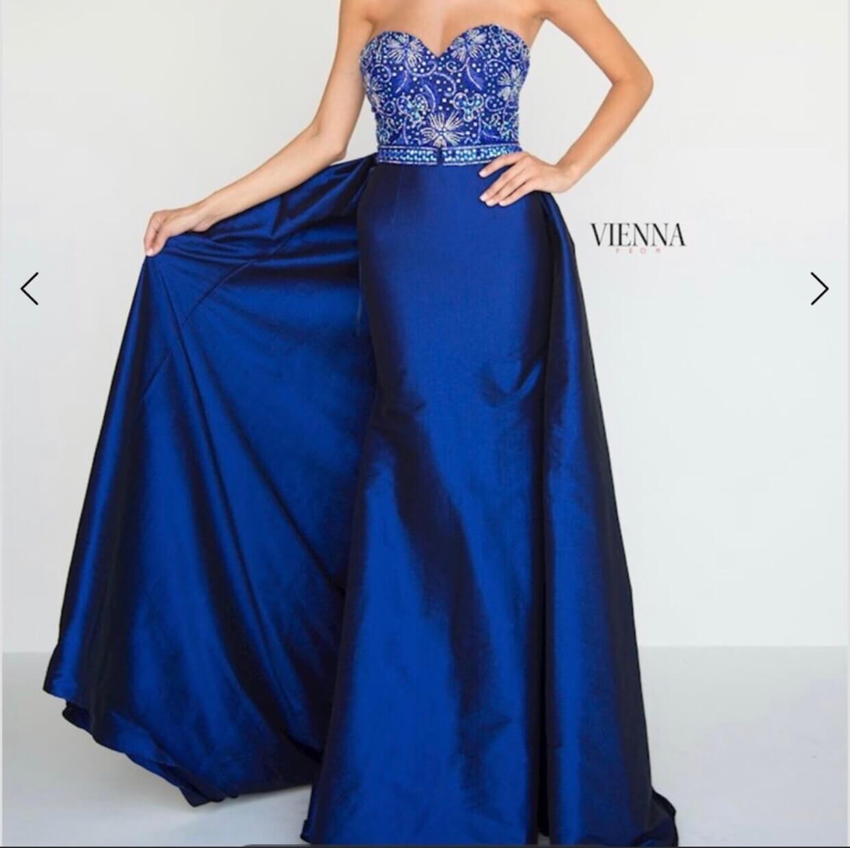 Size 0 Prom Strapless Sequined Royal Blue Floor Length Maxi on Queenly