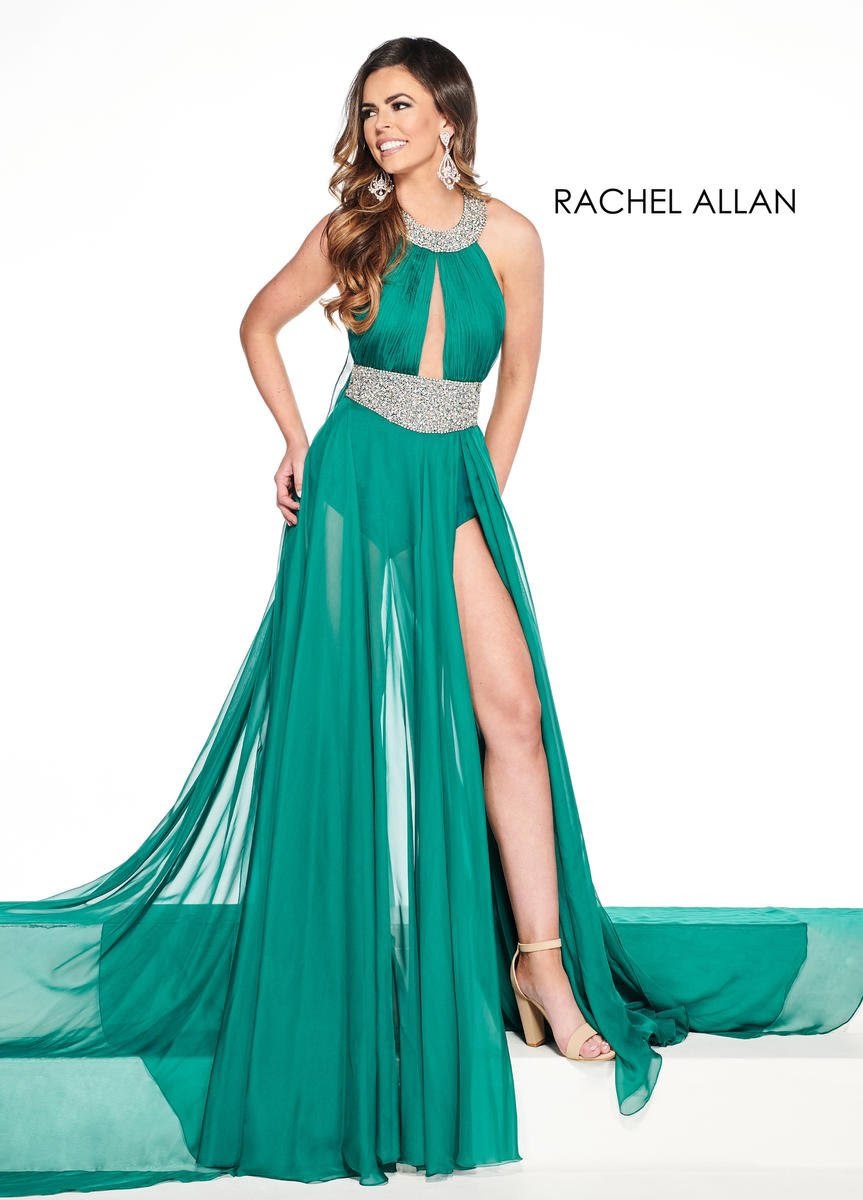 Style 5090 Rachel Allan Size 6 Prom Sequined Emerald Green Romper/jumpsuit Dress on Queenly