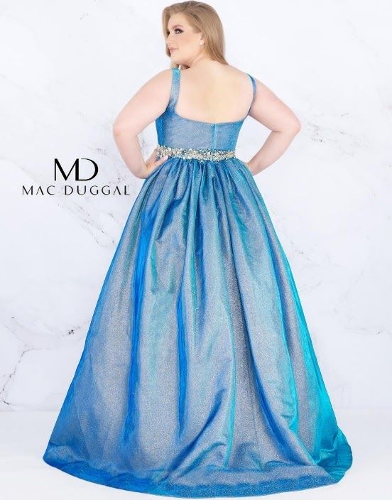 Style 66817F Mac Duggal Plus Size 16 Prom Blue Ball Gown on Queenly