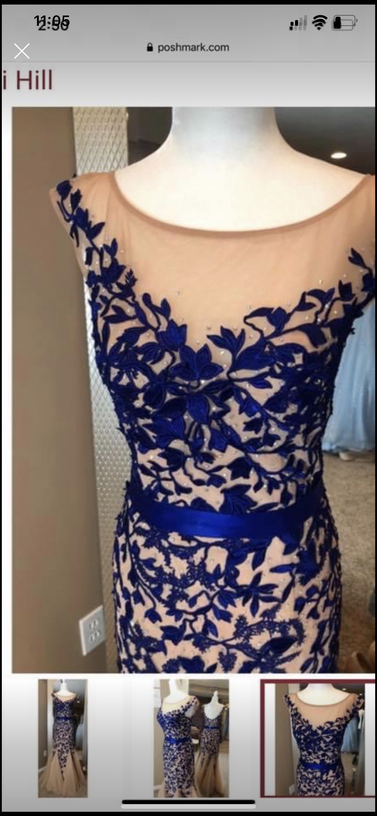 Sherri Hill Size 4 Prom Lace Royal Blue Ball Gown on Queenly