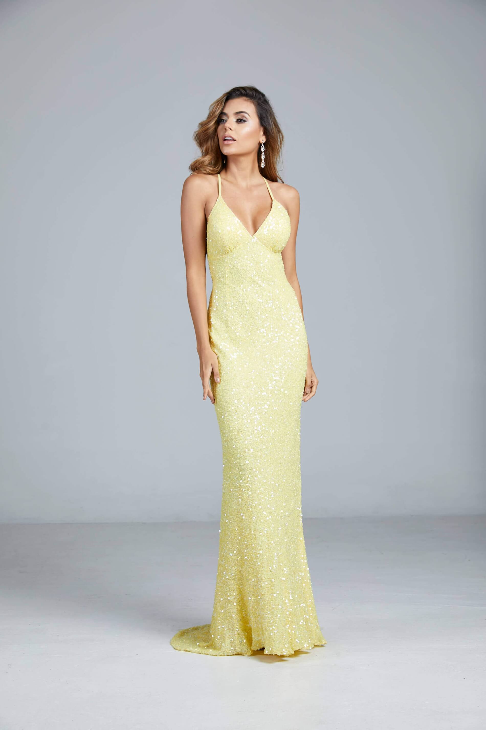 Style 275 Aleta Size 6 Prom Yellow Floor Length Maxi on Queenly