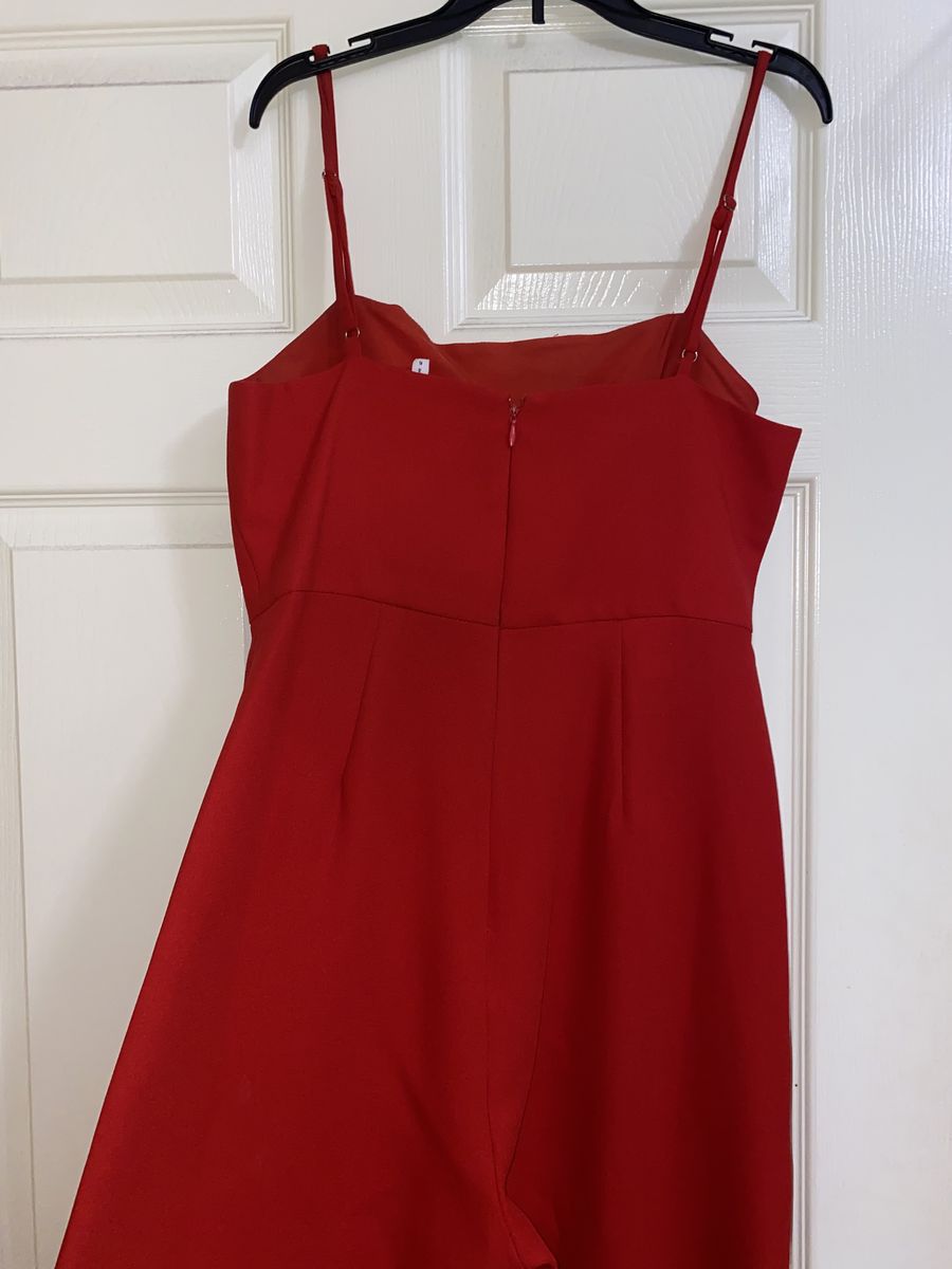 Size 6 Red Formal Jumpsuit on Queenly