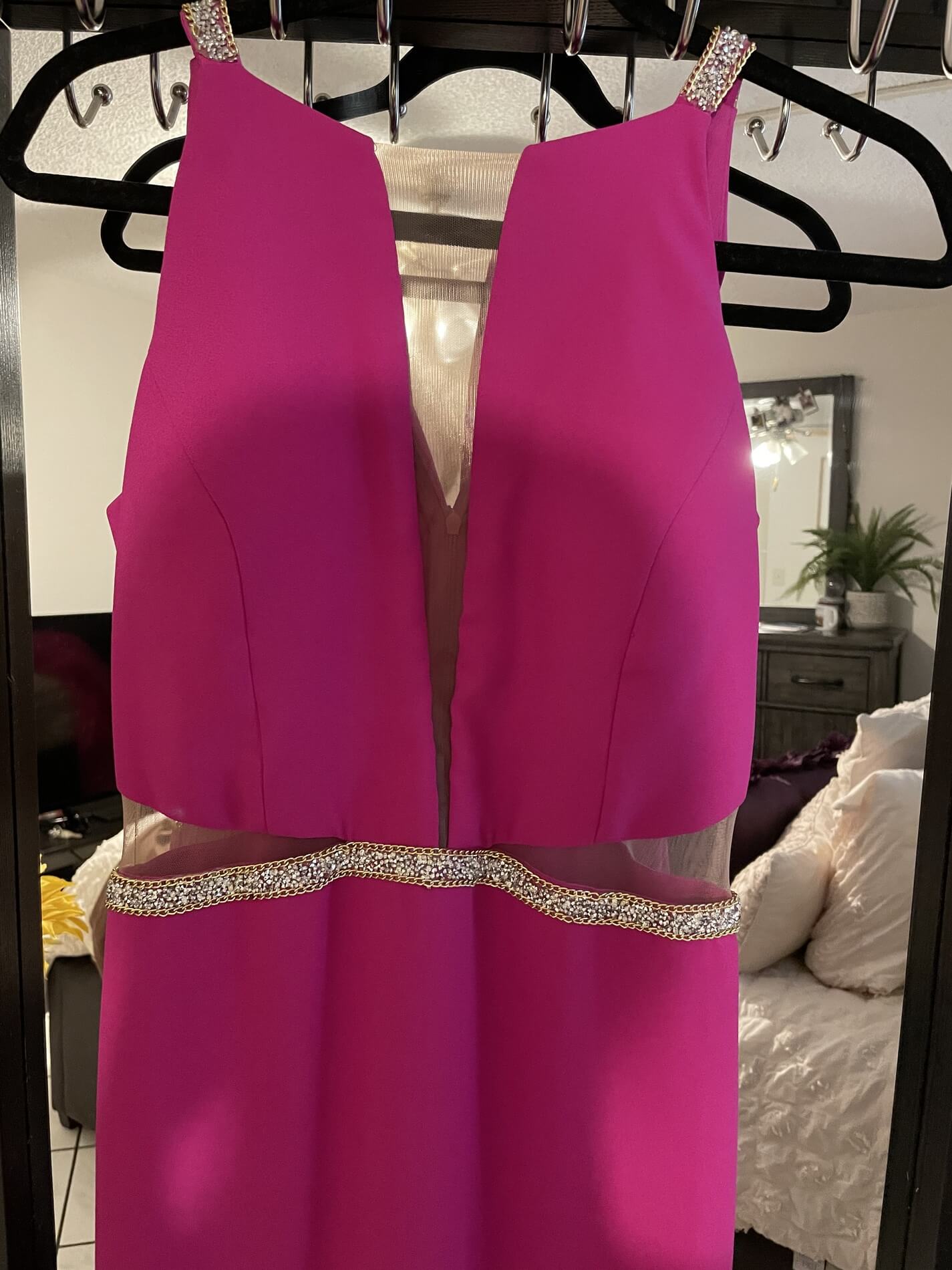 Size 4 Plunge Hot Pink Floor Length Maxi on Queenly
