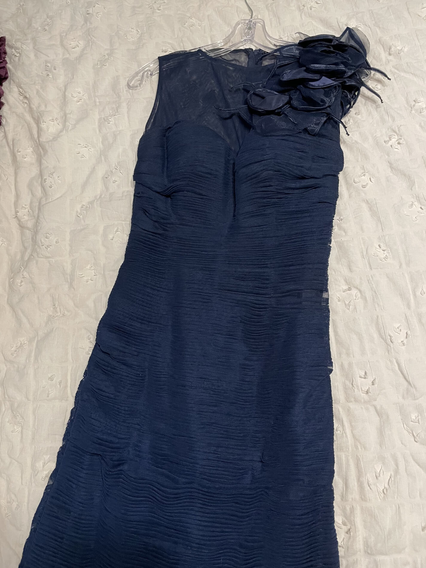 Jovani Size 4 Prom Sheer Navy Blue A-line Dress on Queenly