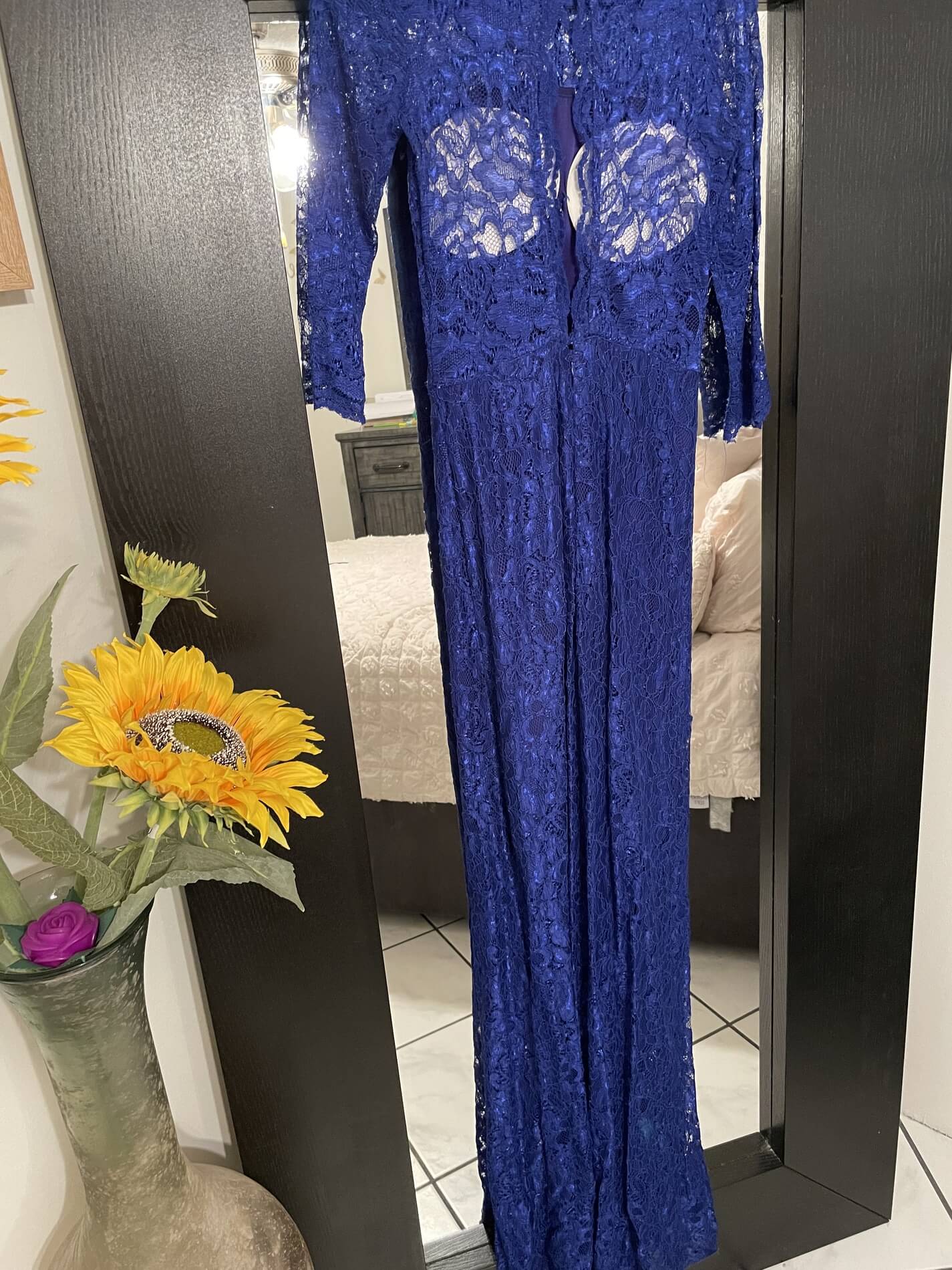 Size 4 Lace Blue Mermaid Dress on Queenly