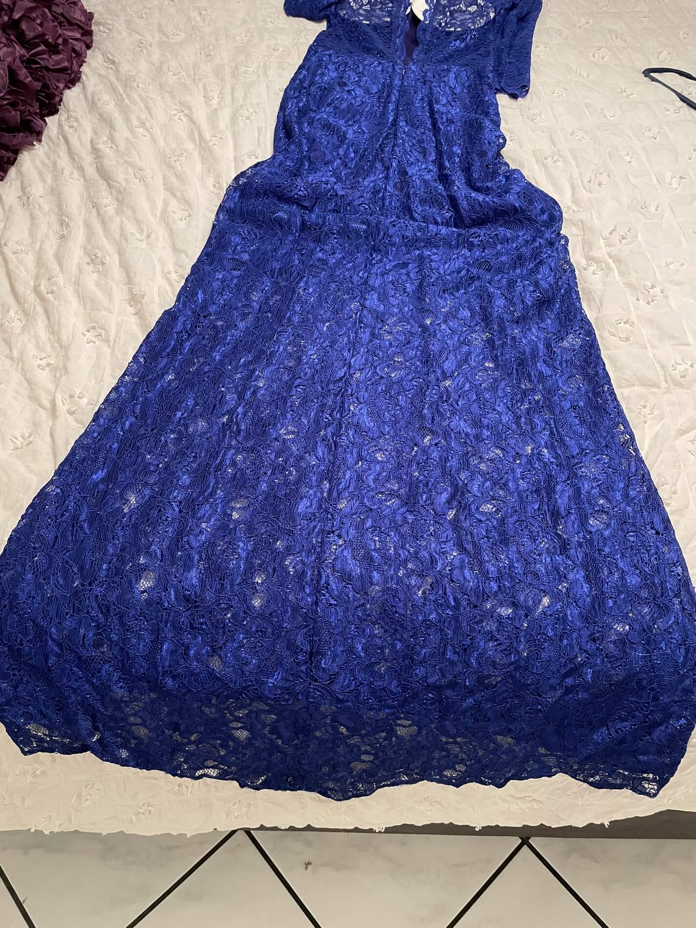 Size 4 Lace Blue Mermaid Dress on Queenly