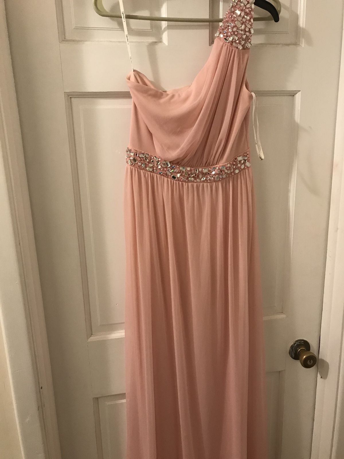 Size 6 One Shoulder Light Pink Floor Length Maxi on Queenly