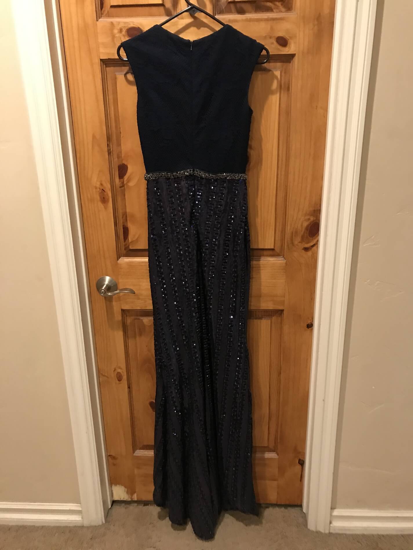 Size 4 Lace Navy Blue Floor Length Maxi on Queenly