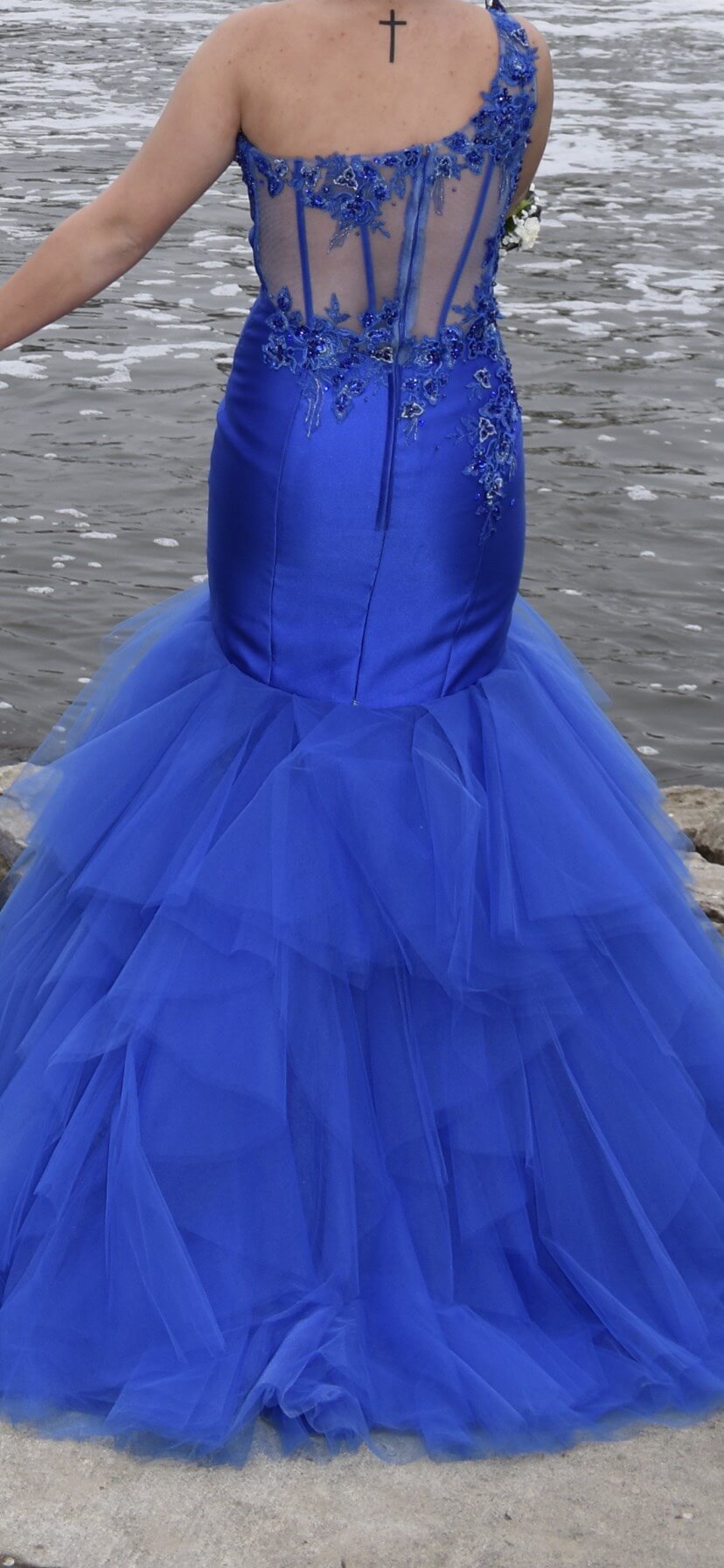 Size 4 Prom One Shoulder Royal Blue Mermaid Dress on Queenly