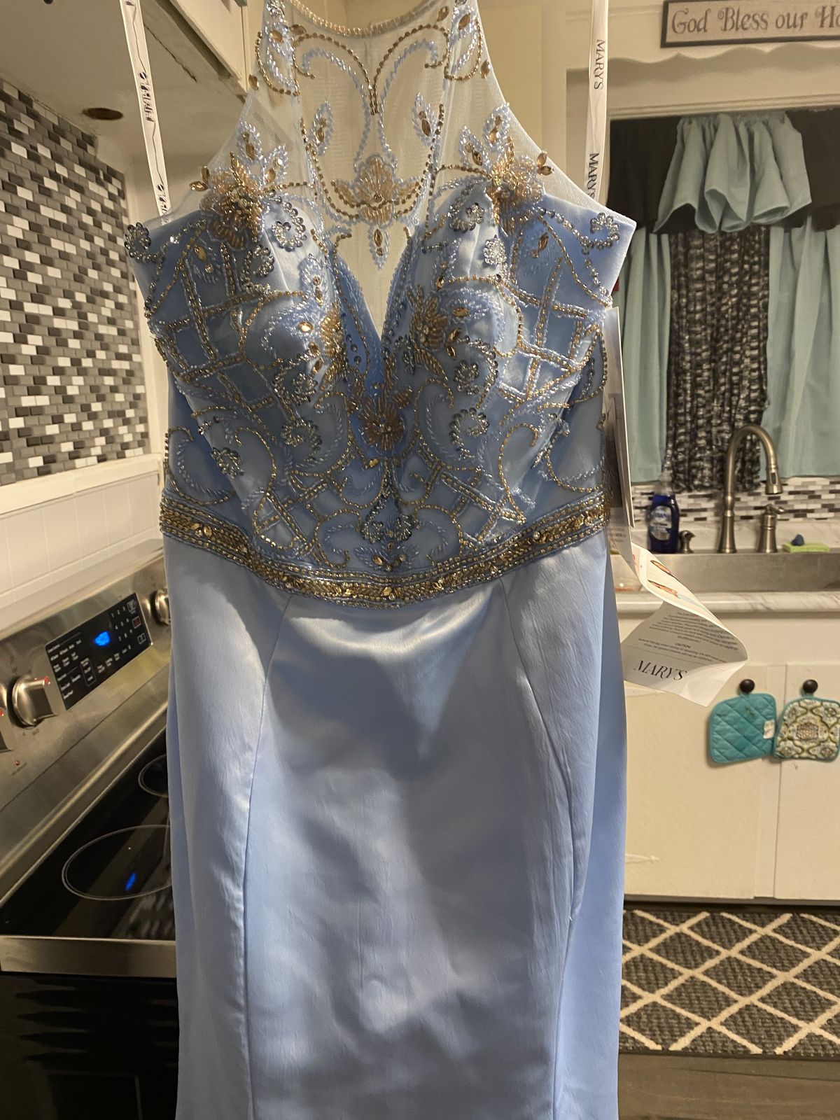 Mary’s Bridal Size 14 Prom Halter Light Blue Mermaid Dress on Queenly