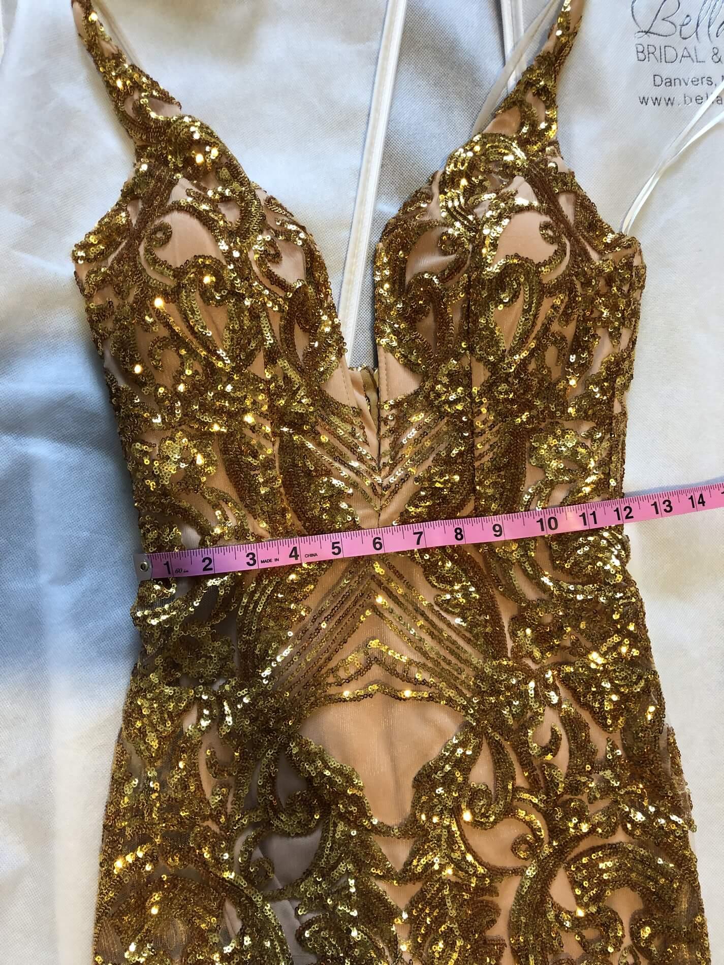 Fernando Wong Size 2 Pageant Plunge Gold Dress With Train on Queenly
