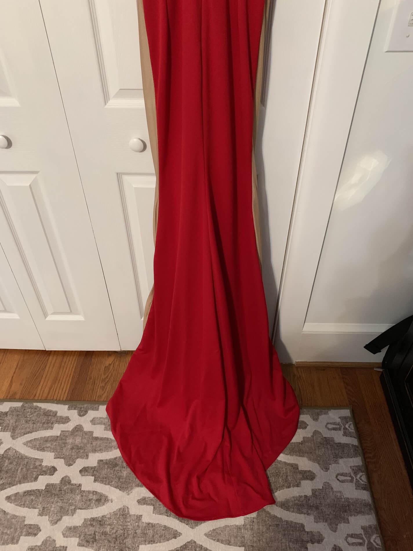 Size 4 Prom Plunge Red Floor Length Maxi on Queenly