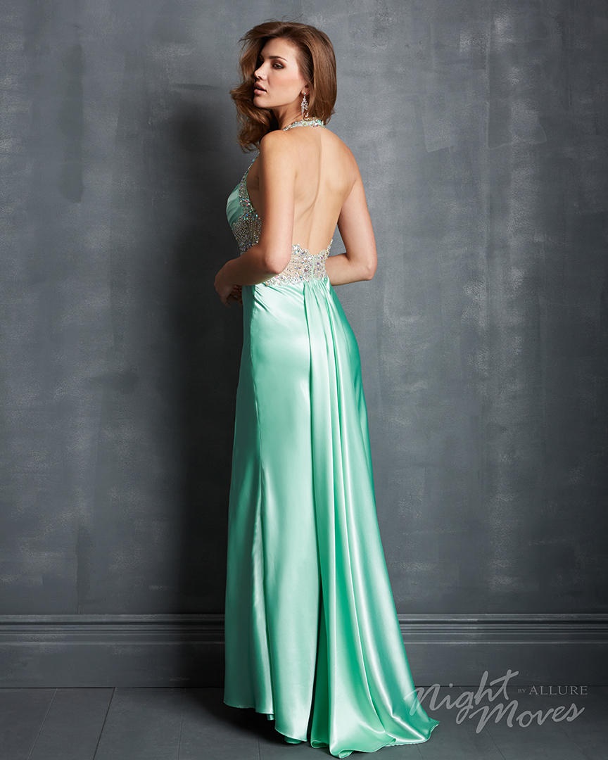Style 7066 Night Moves Size 8 Blue Side Slit Dress on Queenly