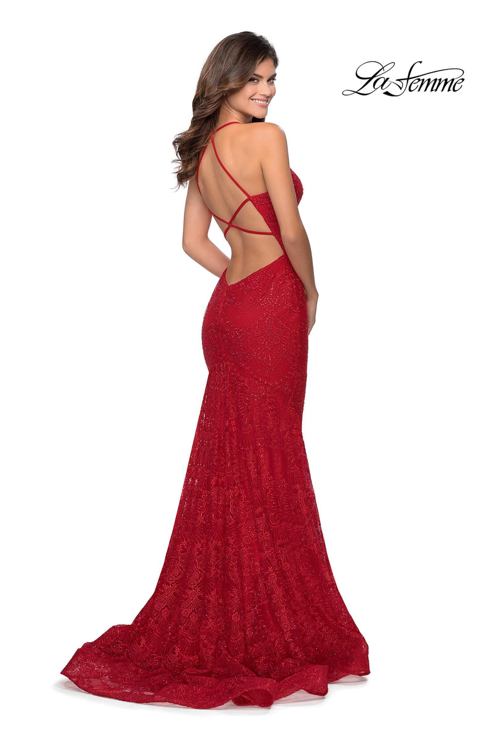 Style 28643 La Femme Size 2 Red Mermaid Dress on Queenly