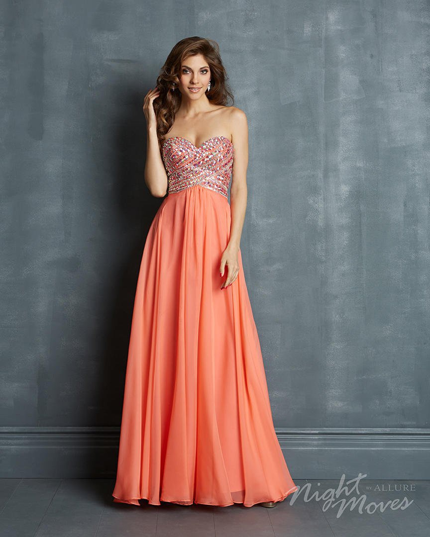 Style 7006 Madison James Size 4 Prom Strapless Orange A-line Dress on Queenly