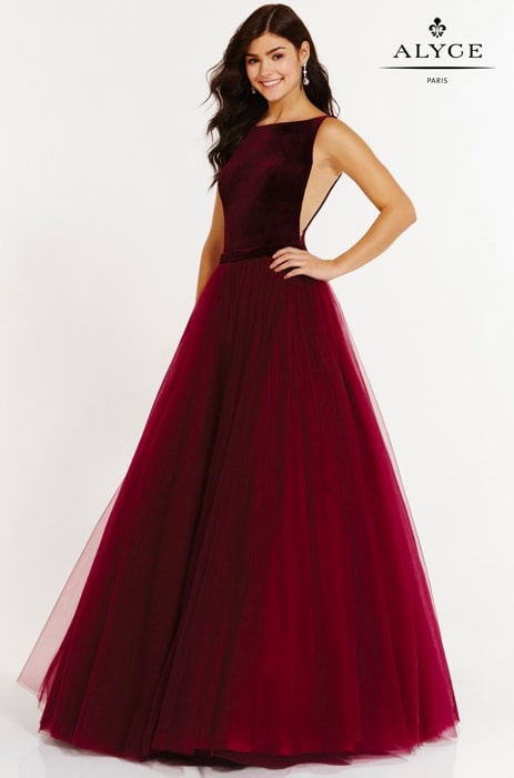Style 6792 Alyce Paris Size 6 Prom Velvet Red Ball Gown on Queenly