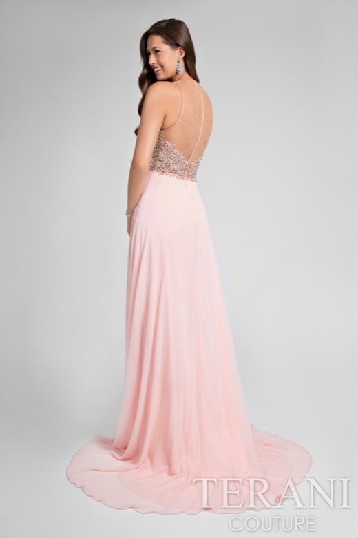 Style 1712P2512 Terani Couture Pink Size 10 Tulle Tall Height Bridesmaid Side slit Dress on Queenly