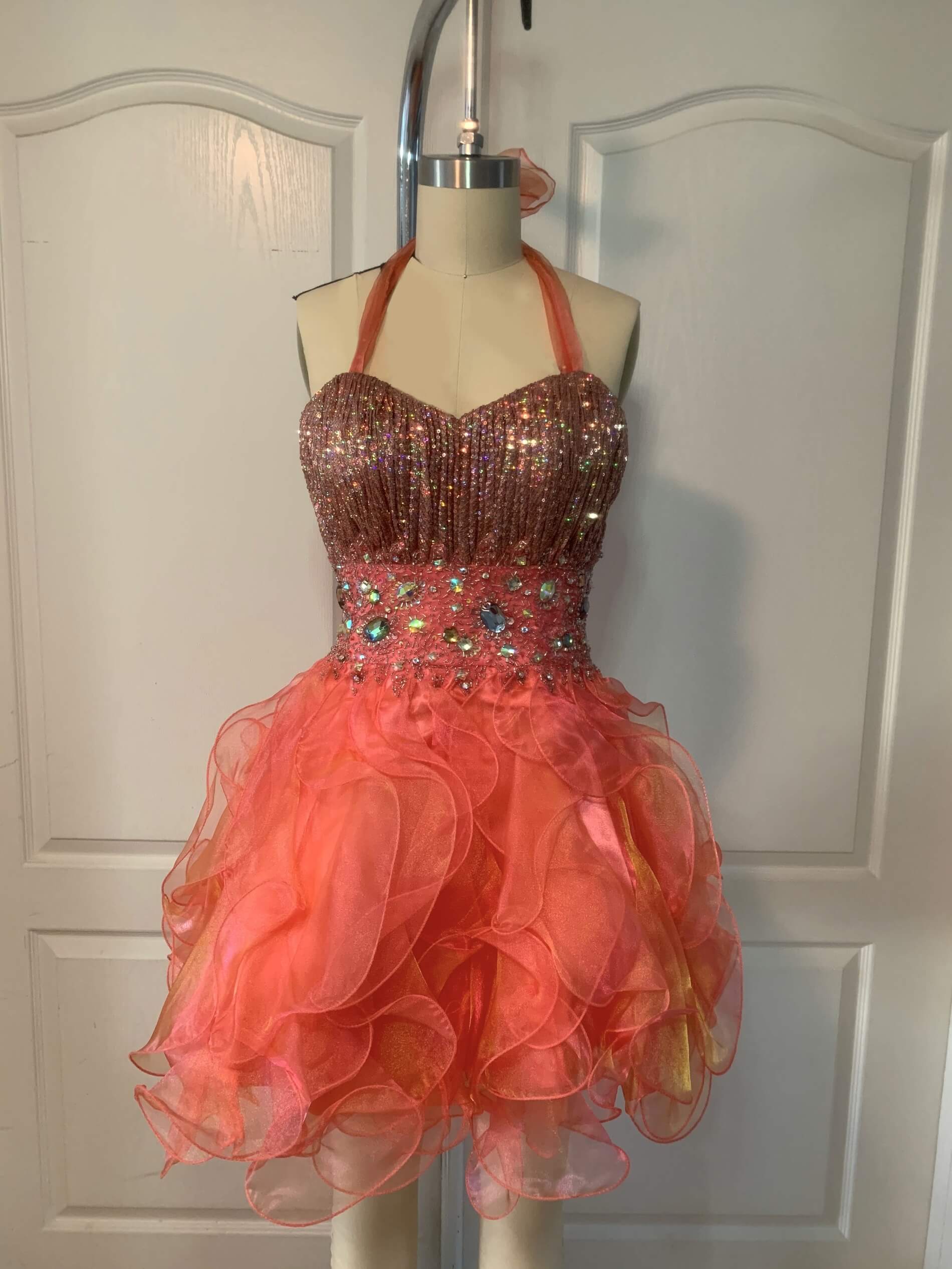 Shail K Size 0 Fun Fashion Orange Cocktail Dress on Queenly