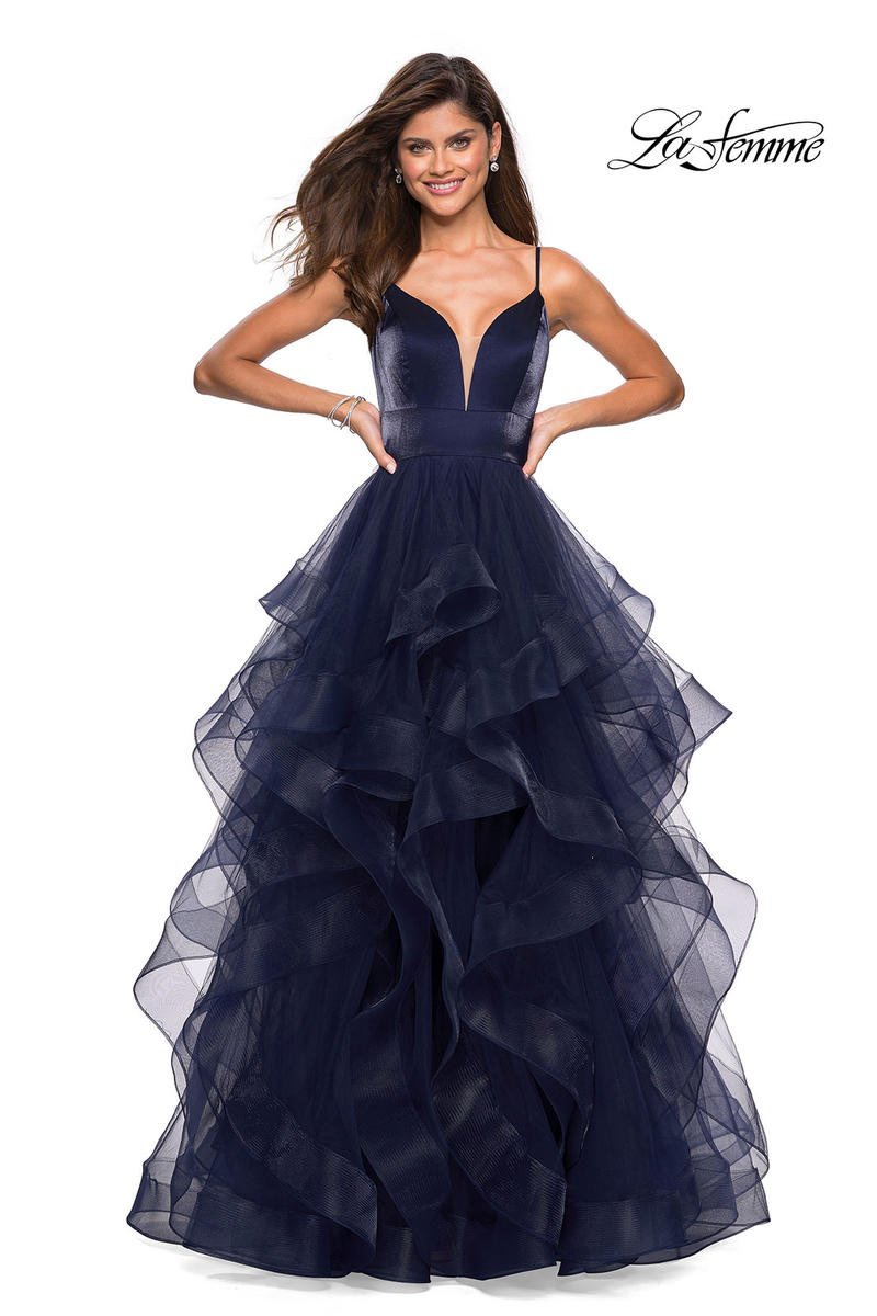 Style 27502 LA FEMME Blue Size 2 Ball gown on Queenly