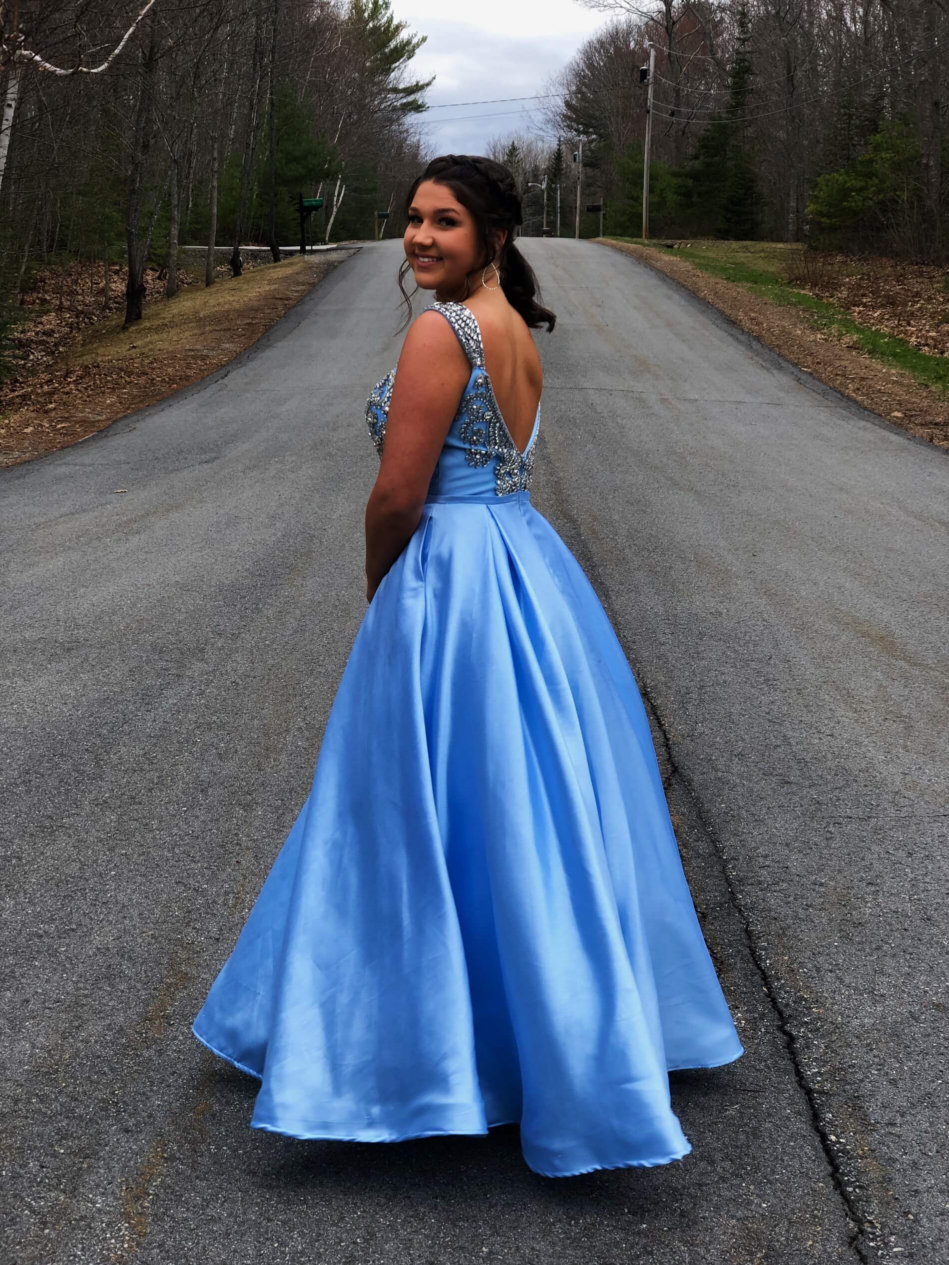 Mac Duggal Light Blue Size 12 Prom A-line Dress on Queenly