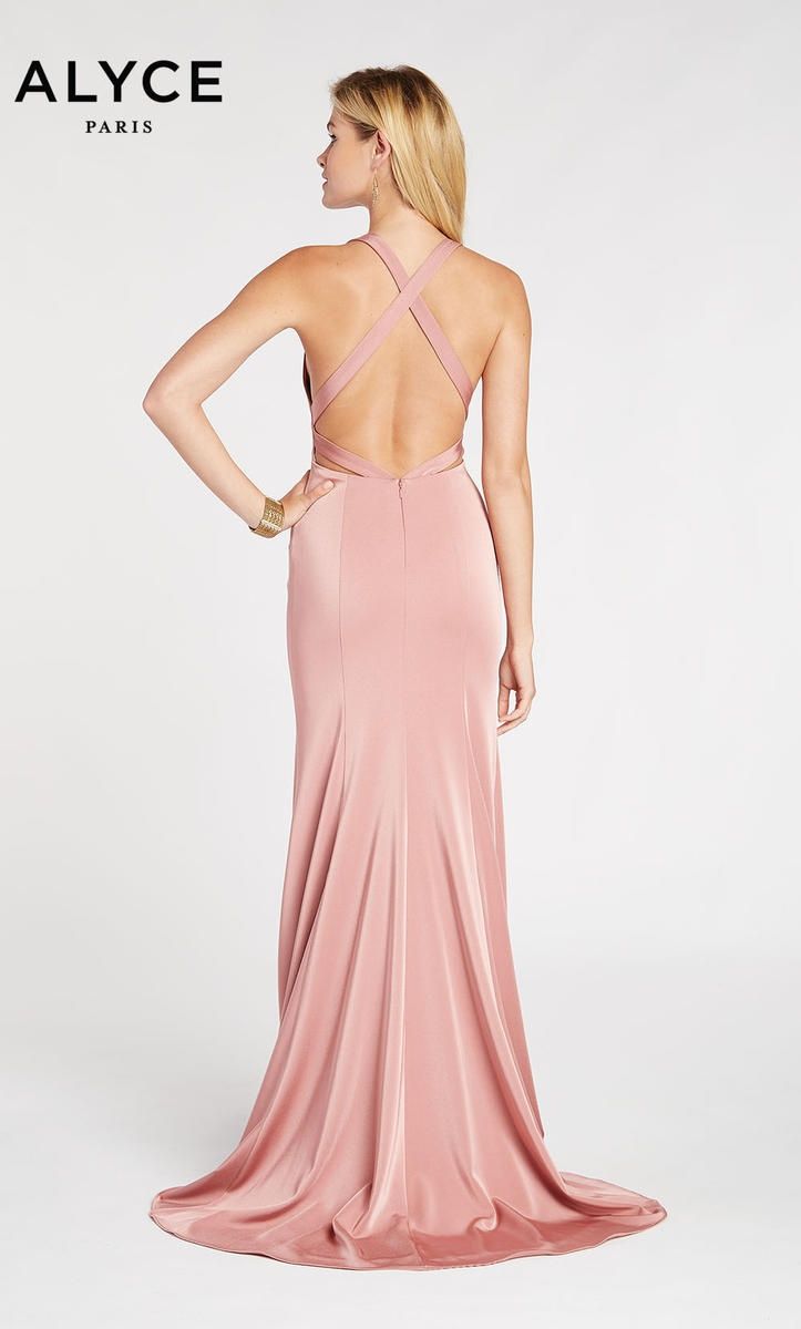 Style 60281 Alyce Paris Size 8 Prom Halter Light Pink Mermaid Dress on Queenly