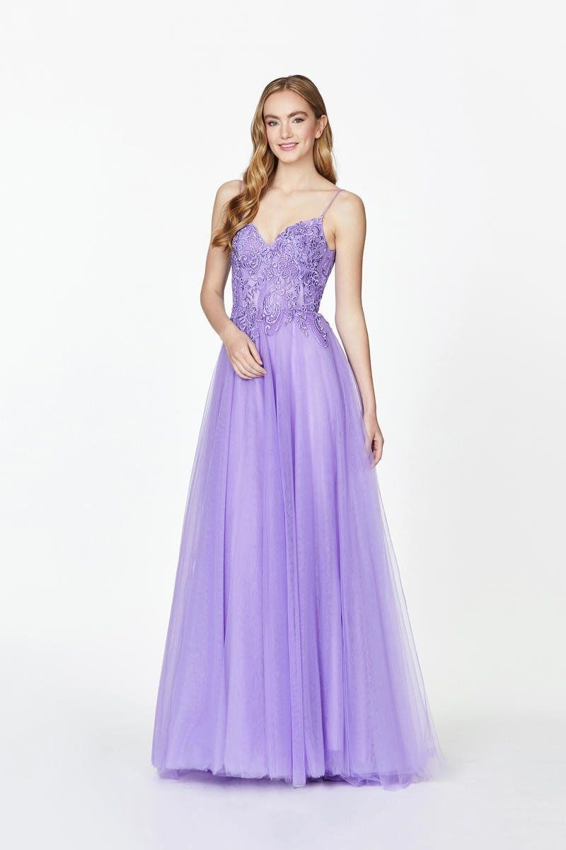 Style 20075 Angela and Alison Size 12 Prom Lace Purple A-line Dress on Queenly
